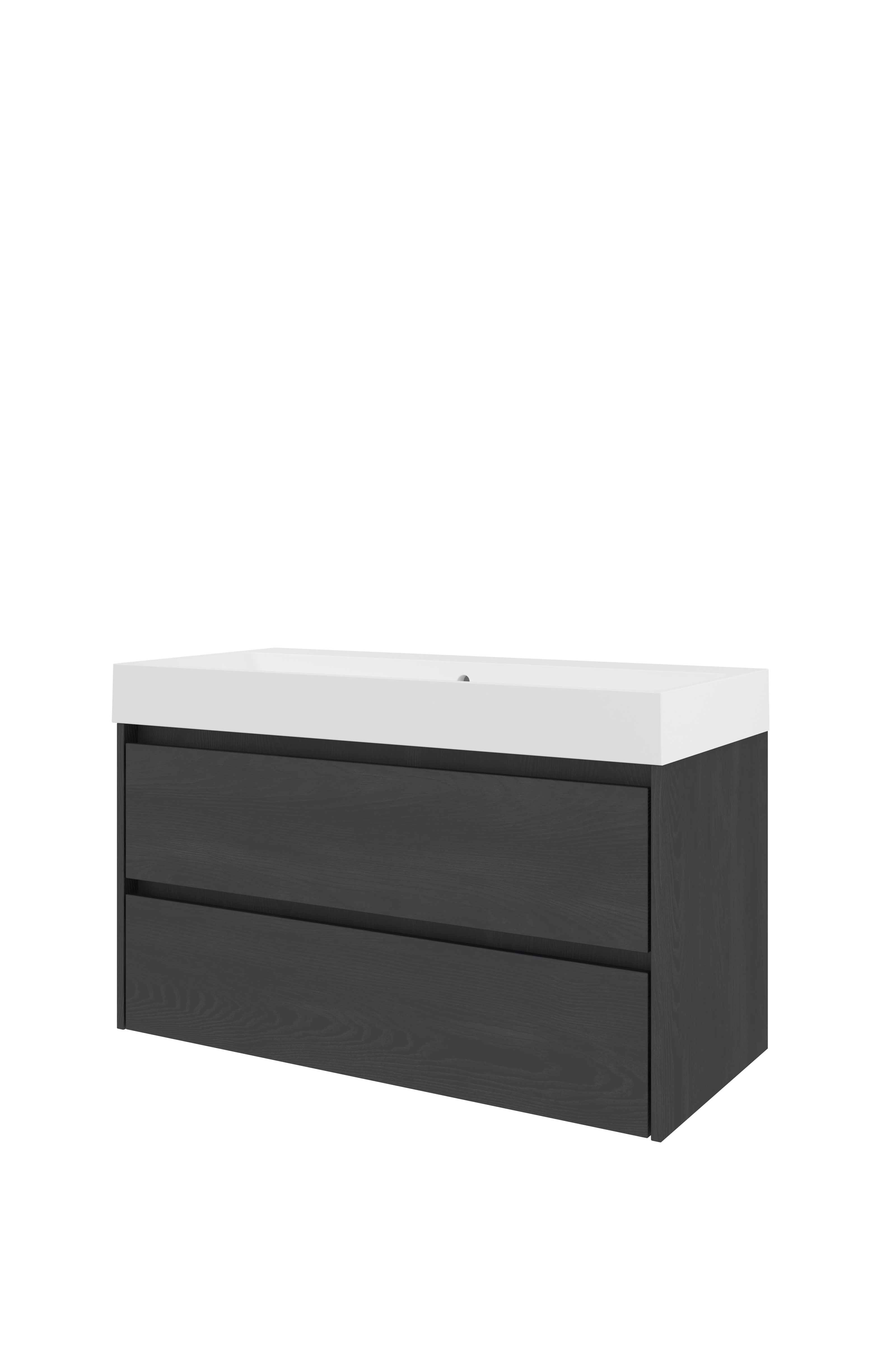 Proline Set polystone Loft wast. z. krgt. en onderkast sym. 1816917 Black oak/Mat wit 1000x460x620