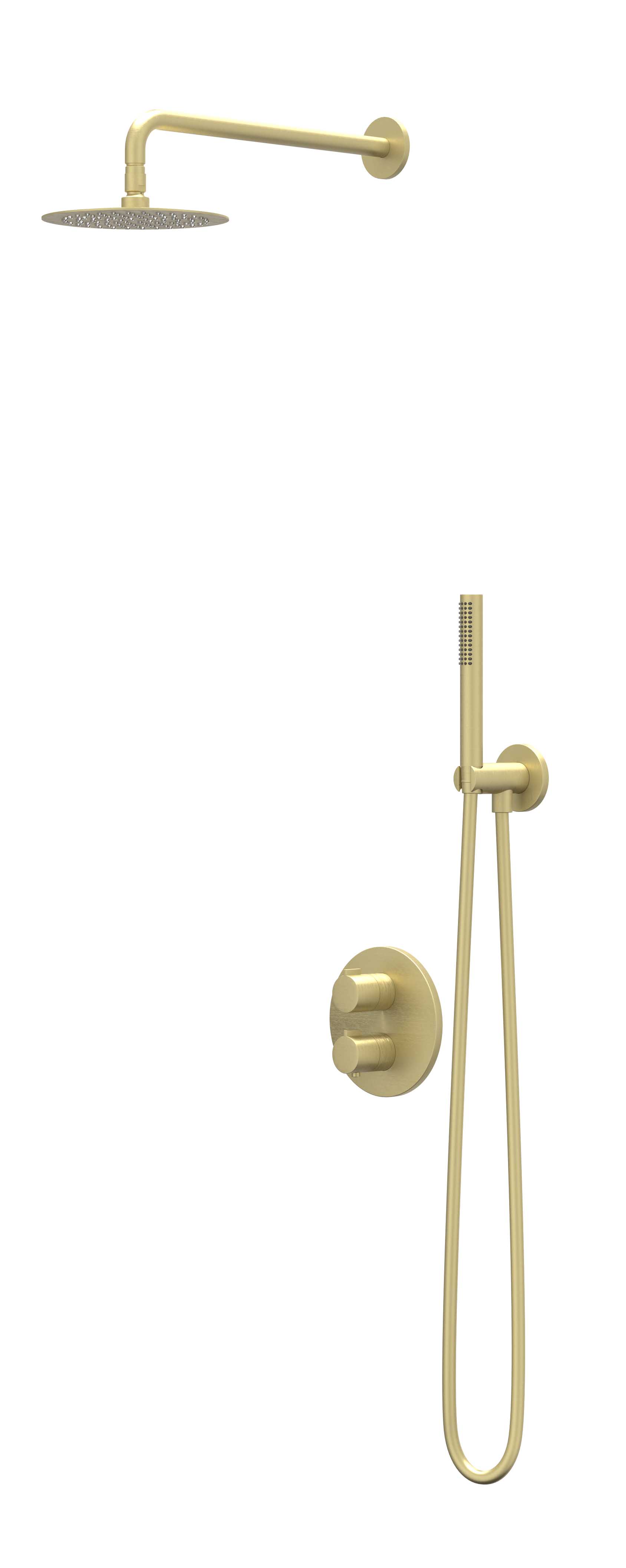 IVY Pact set 2-weg st.omst. pl.b. 30cm R25cm houder m. uitl. slang 150cm + 3-st. hd. CSP2EXMPBBCA Geborsteld mat goud PVD