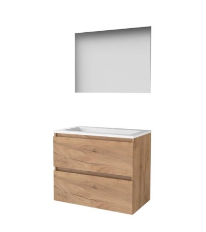 Basic Basic 46 set 80x46cm greepl. 2 la keram. wast. 1 krgt. incl. spiegel B46GL80PWO Whisky Oak