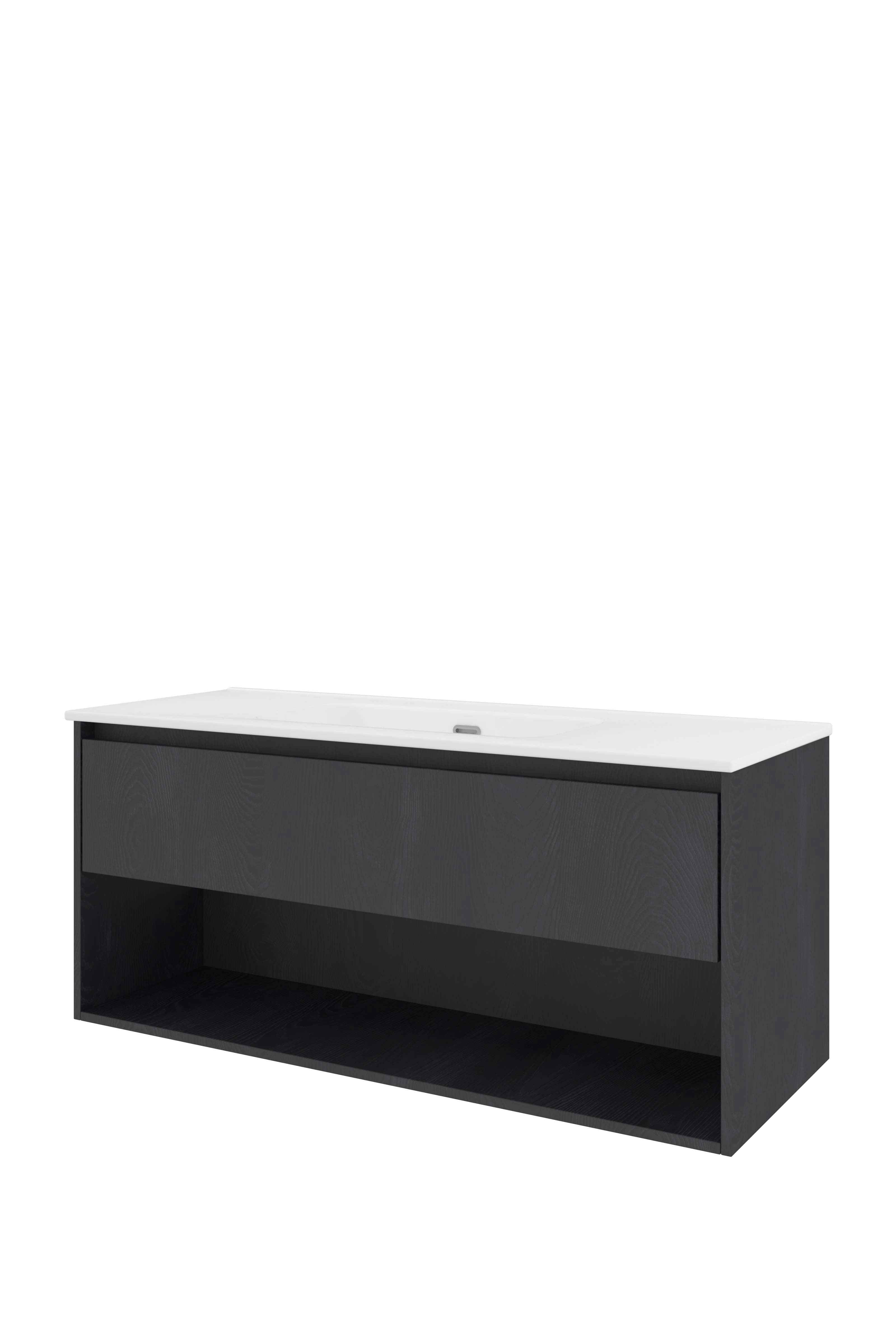 Proline Set porselein Elegant wast. enkel z. krgt. en onderkast met schap 1817334 Black oak/Glans wit 1200x460x540