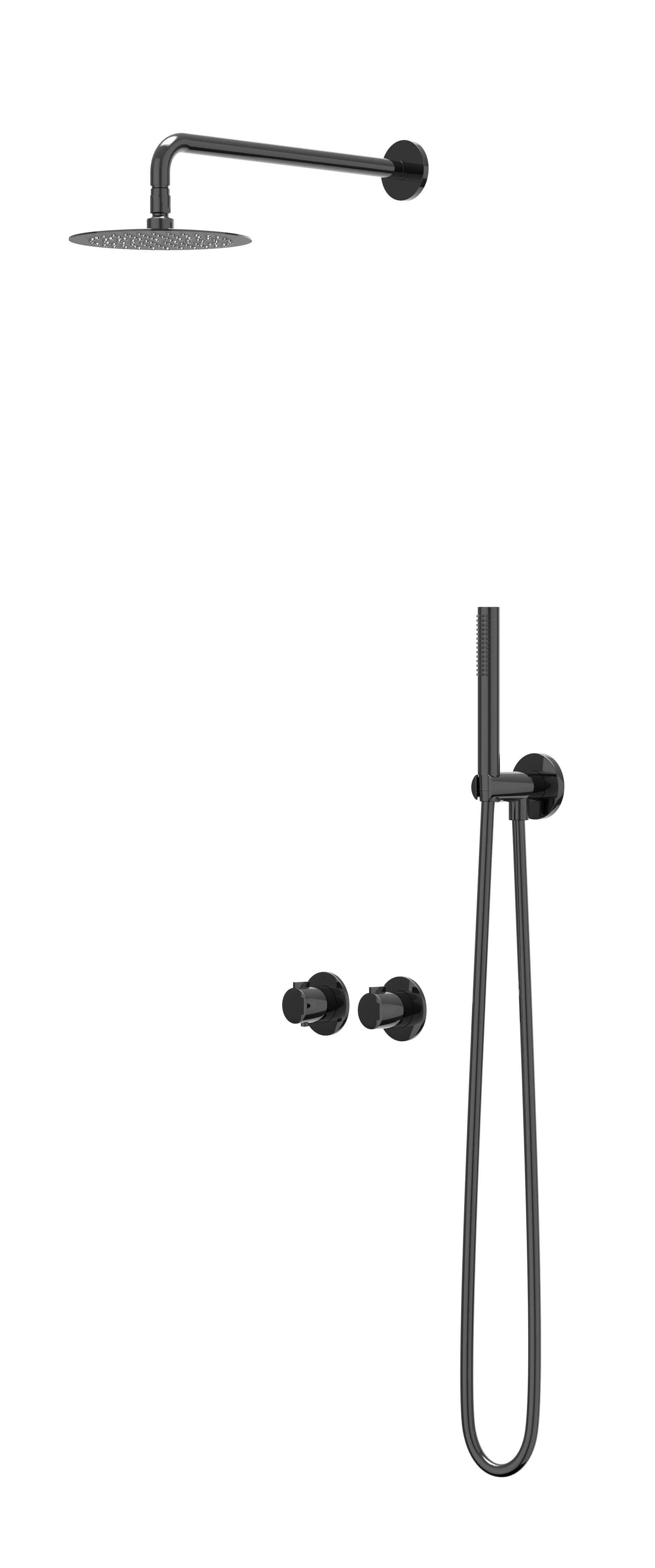 IVY Pact set 2-weg st.omst. 40cm w.arm R25cm gl.st. m. uitl. slang 150cm + s.spr. hd. CSP3EXZCCEAB Zwart chroom PVD