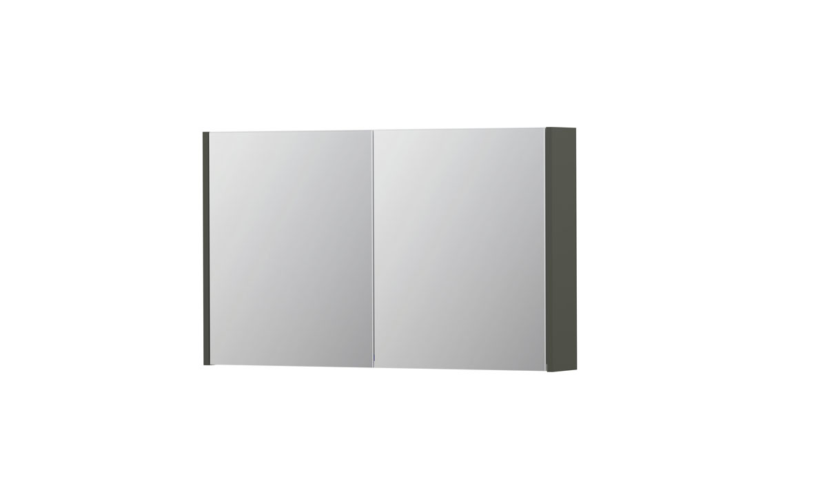 INK SPK1 spiegelkast m. 2 dubbelzijdige spiegeldeuren en stop/schak. 1110675 mat beton groen H600xB1000xD140