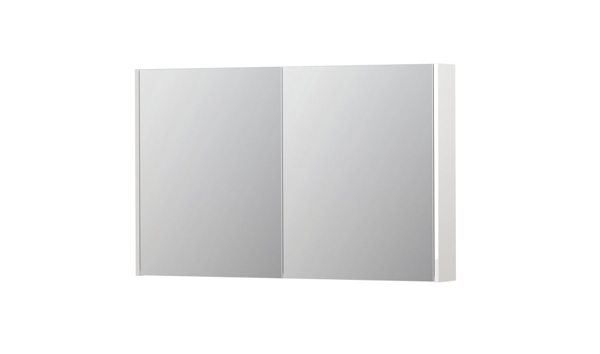 INK spiegelkast met 2 dubbelz. spiegeldeuren en stopc./schak. 1105356 Hglans wit H730xB1200xD140