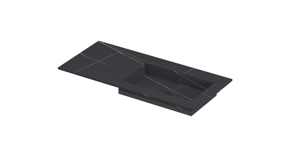 INK Post wast. keramische slab envelop bak R zonder krgt. H10xB1000xD450 Lauren black mat / 210182