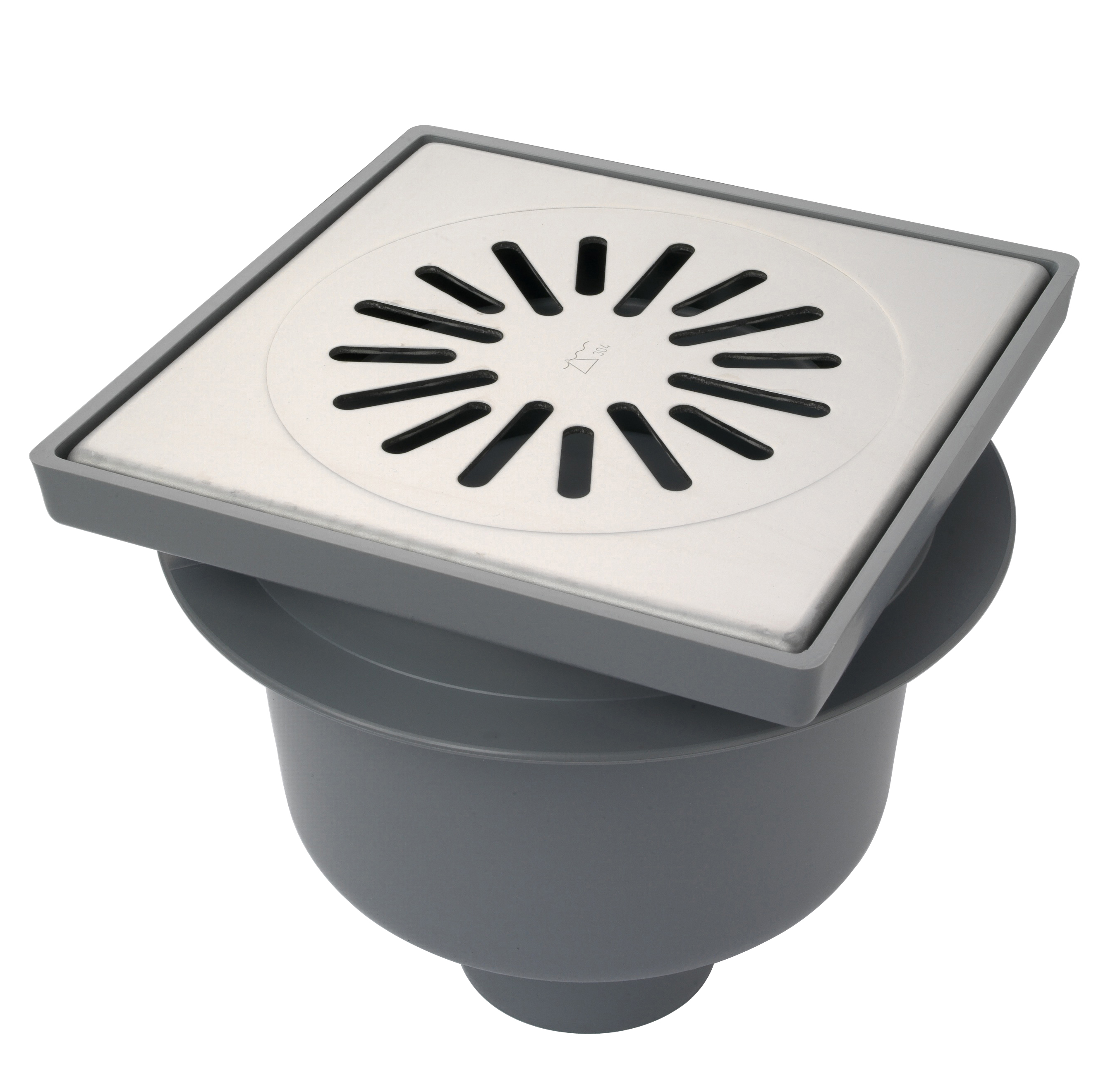 Aquaberg ABS put m/RVS rooster onder uitlaat 4220 20x20cm