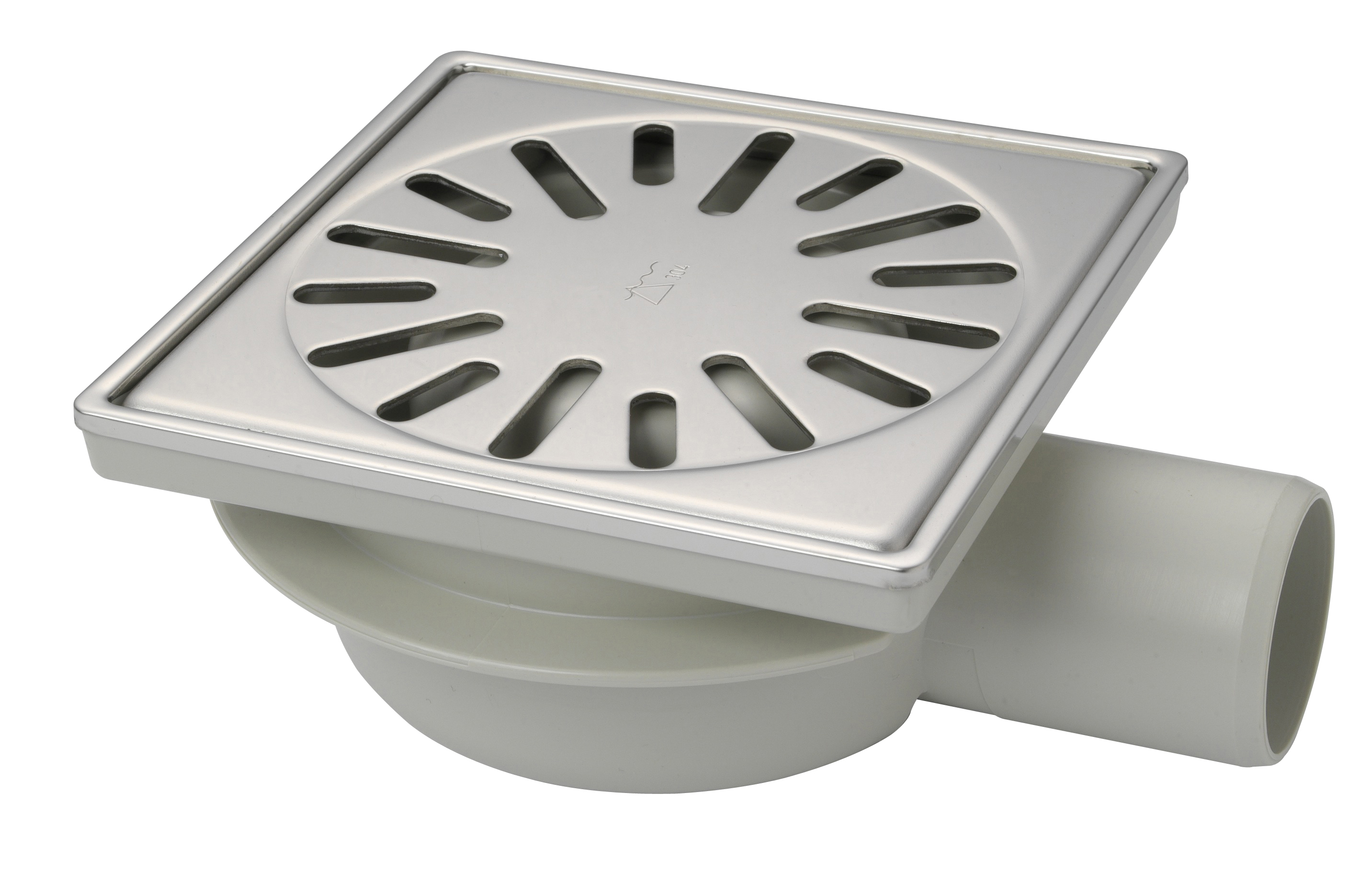 Aquaberg ABS put m/RVS rooster laag zij-uitlaat 4116R 15x15cm