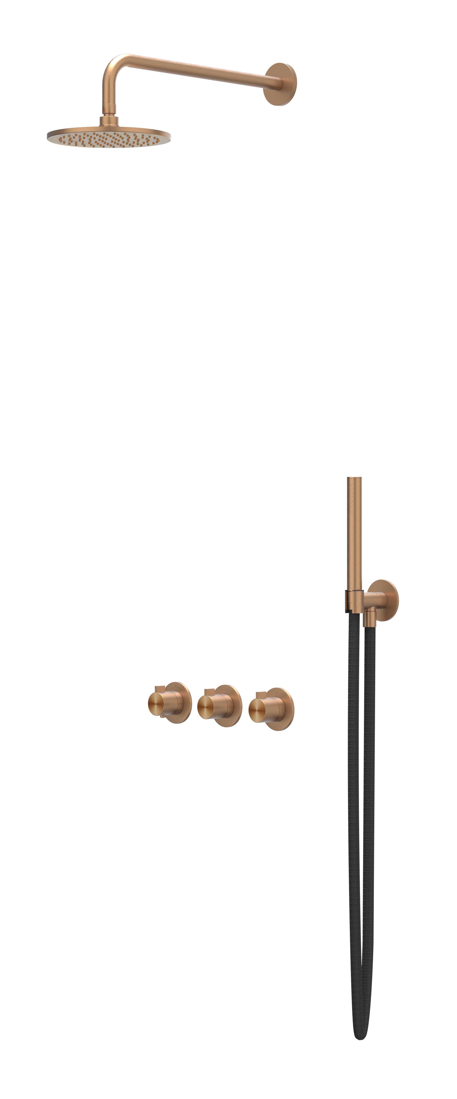 IVY Tribe Inbouwset 2 stopkr.  plaf-30 25cm me houder  en staafhdd CST4IGKABCA RVS316 gebr. mat koper PVD