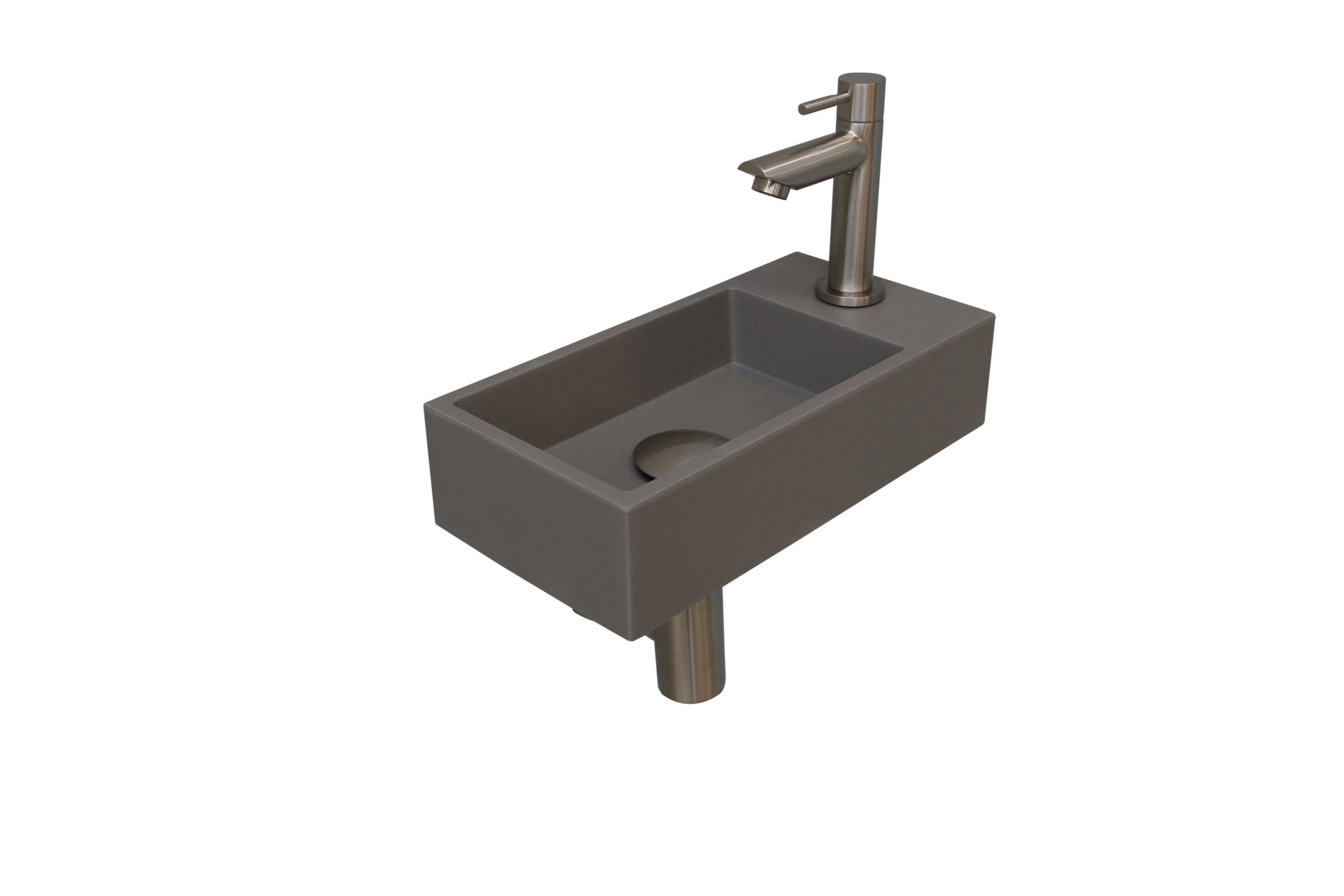 INK fonteinpack Quartz R incl. kraan sifon plug en montageset 1805180 Quartz beton/brushed nickel H90xB360xD180