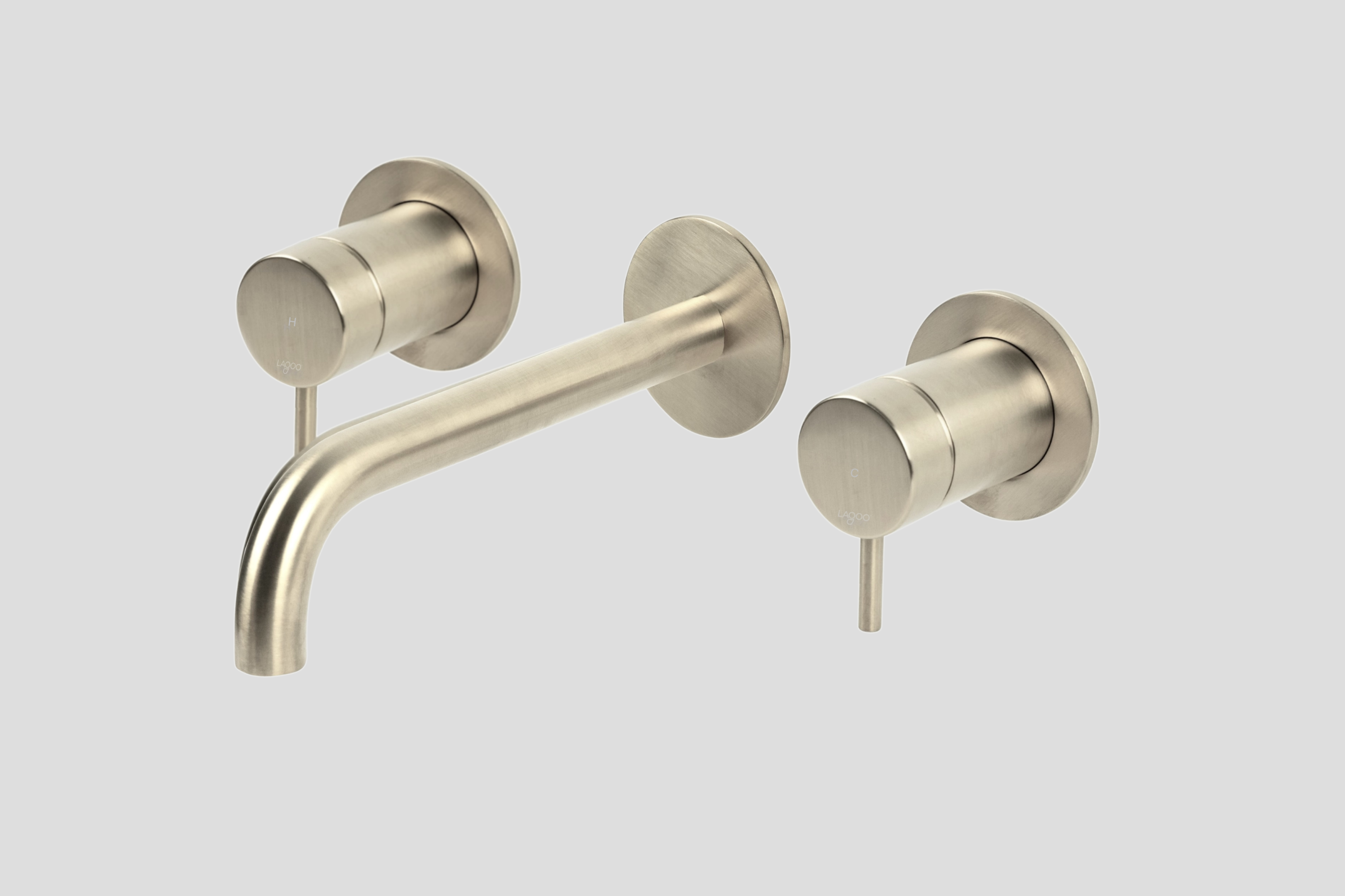 Lagoo Garda inbouw wastafelmengkraan 2 greeps afb.deel met uitloop 19 cm G1204-19BN Brushed Nickel