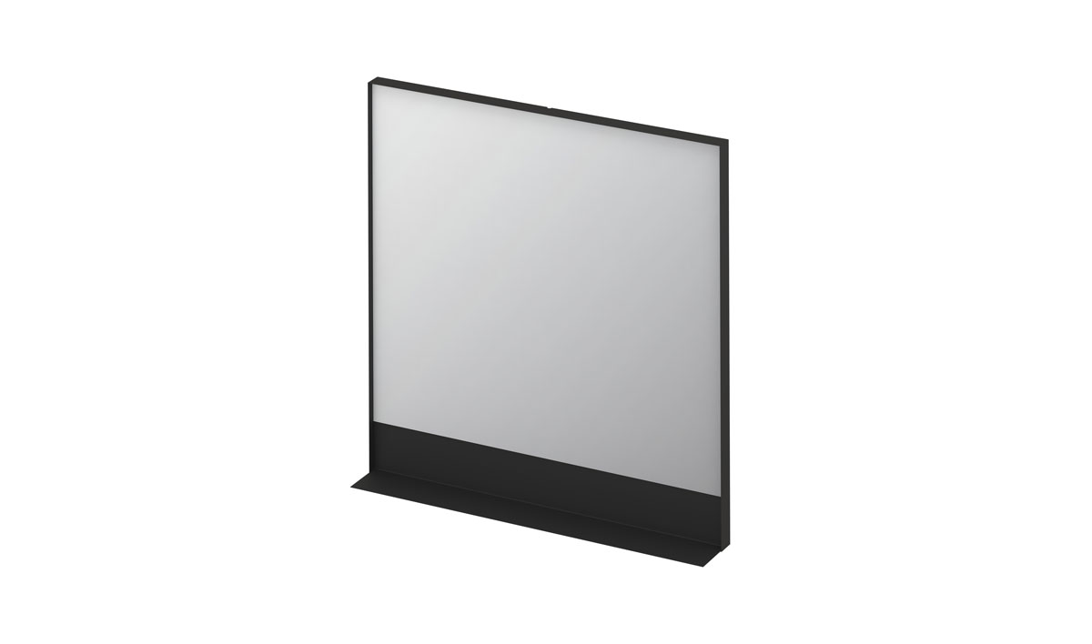 INK SP14 spiegel rechthoek in zwart kader incl. planchet mat zwart poedercoat alu. 8401502 Mat zwart H800xB800xD100