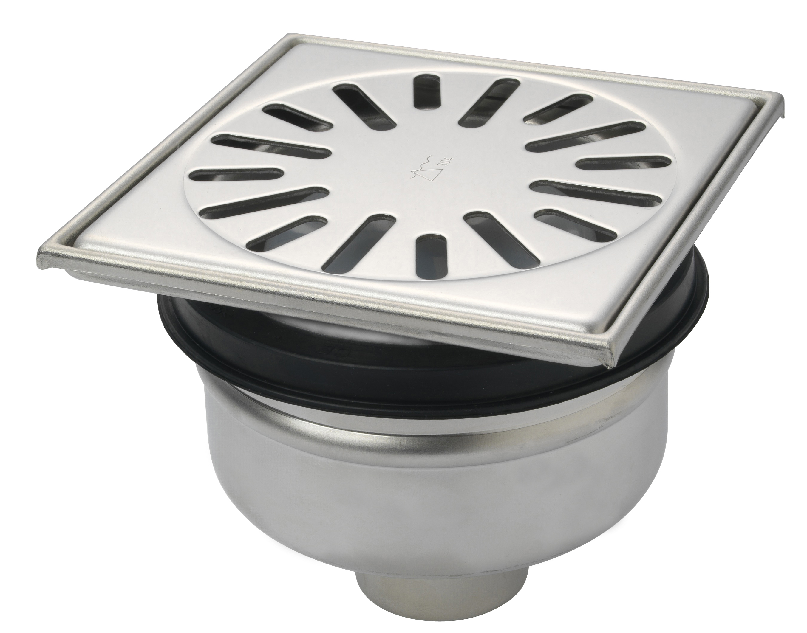 Aquaberg RVS put m/RVS rooster hoogte verstelbaar onder uitlaat 4515 15x15cm