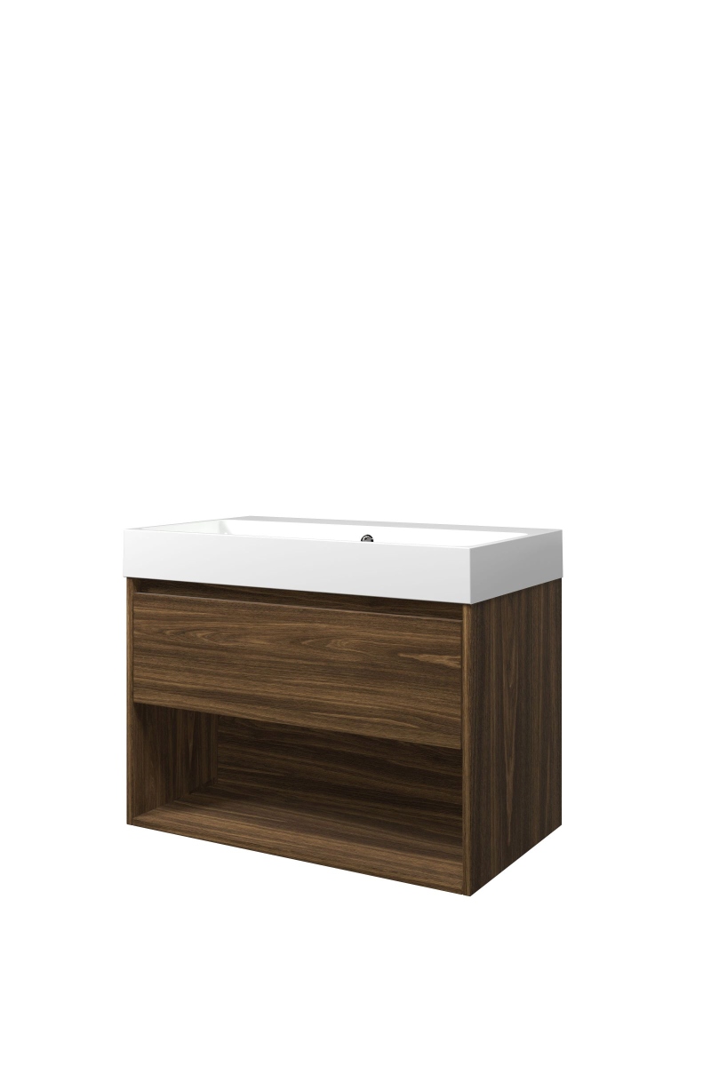 Proline set polystone Loft wast. z. krgt. en onderk. met schap 1816643 Cabana oak/Glans wit H620xB800xD460