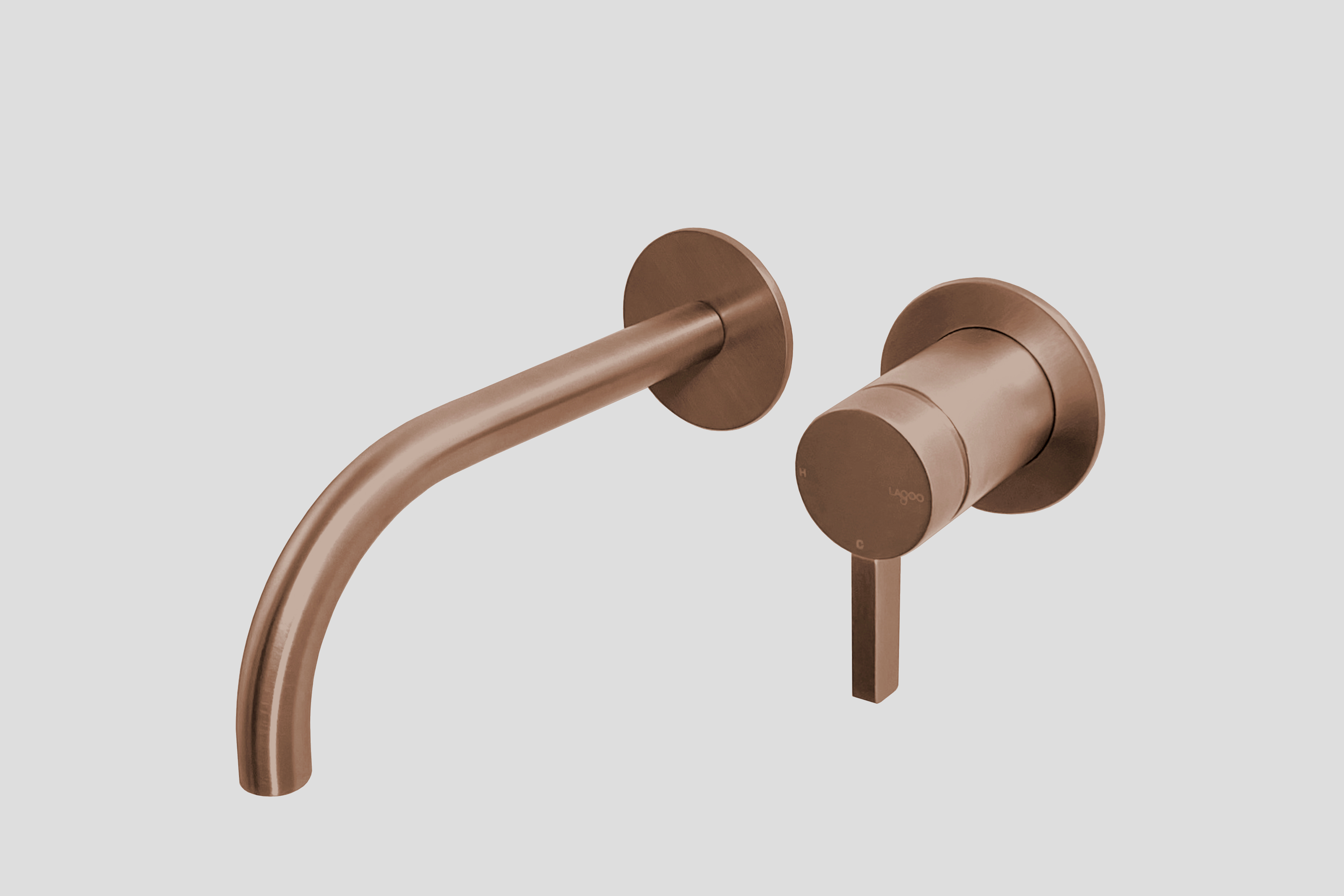 Lagoo Como Inbouw wastafelmengkraan afbouwdeel m. uitloop 22 cm CM1200-22BK Brushed Copper PVD