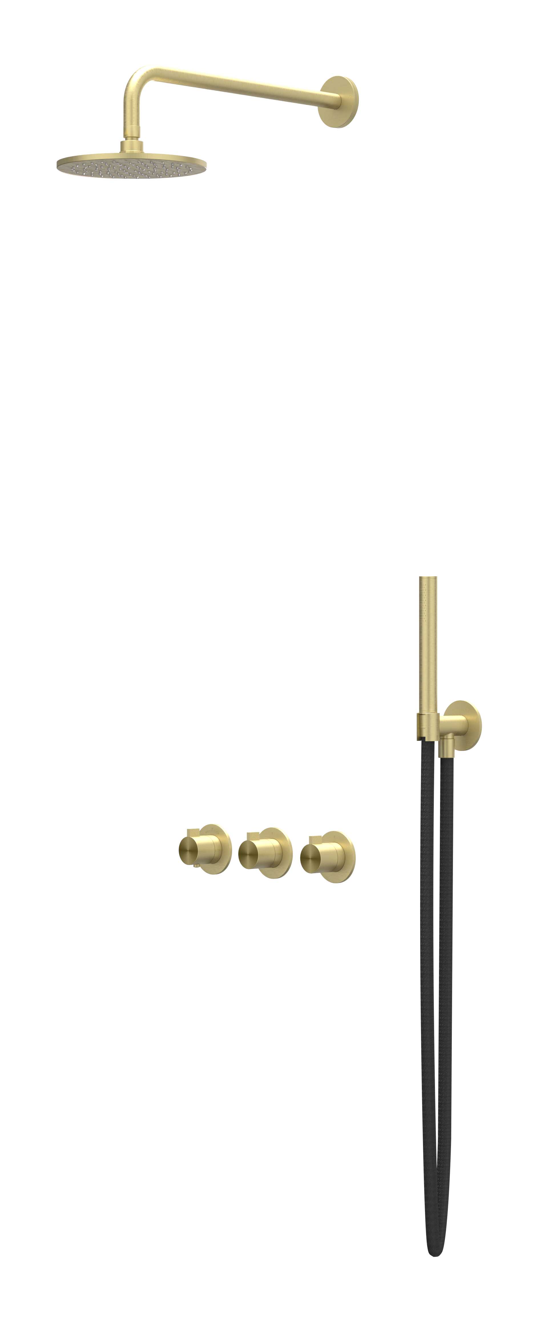 IVY Tribe Inbouwset 2 stopkr.  plaf-20 25cm me houder  en staafhdd CST4IMPABBA RVS316 gebr. mat goud PVD