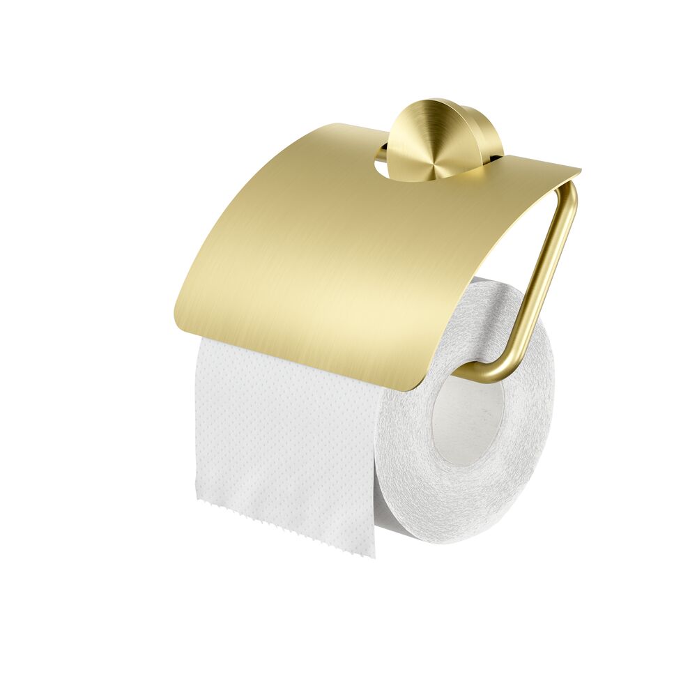 Geesa Opal toiletrolhouder met klep 917208-07 geborsteld goud