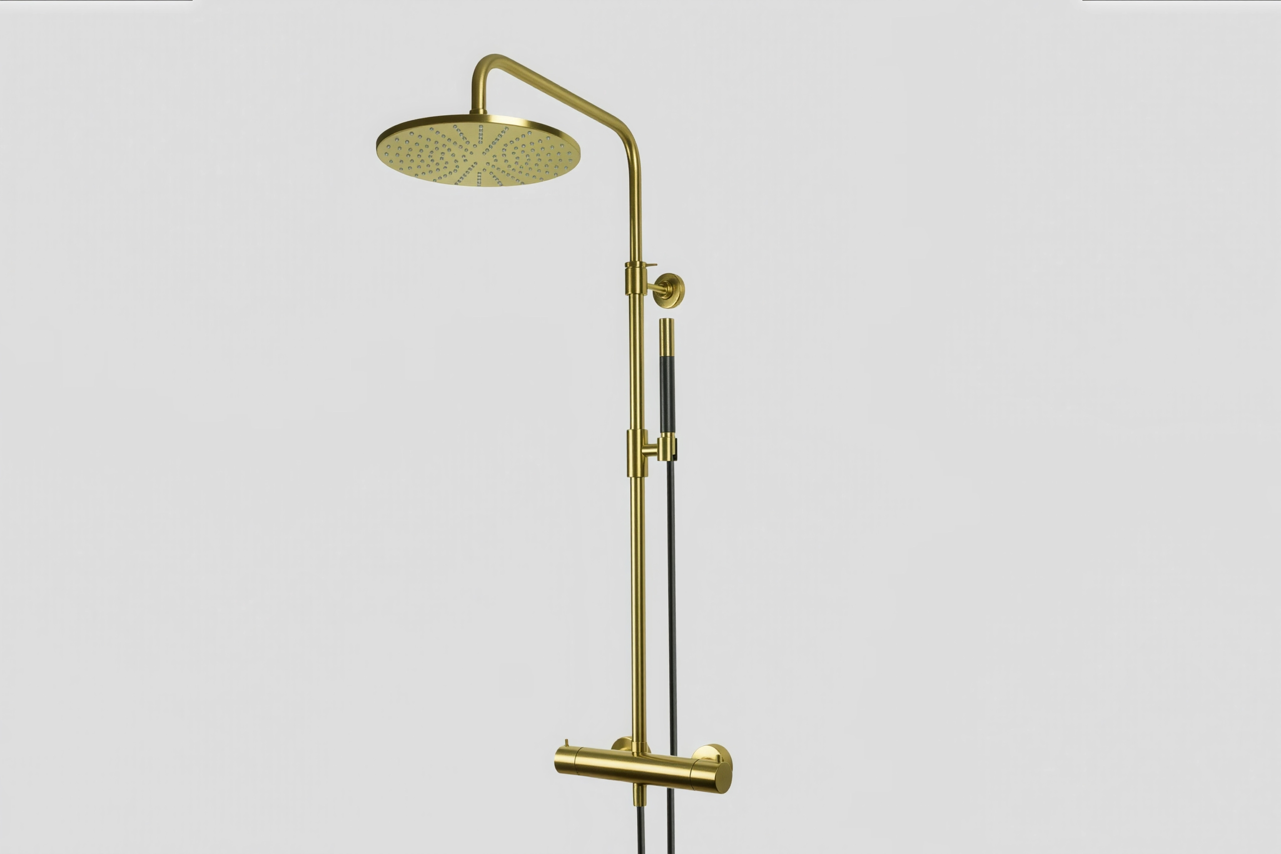 Lagoo Garda thermostatische douche set met hoofddouche 250 mm en handdouche staaf G5201BB Brushed Brass PVD