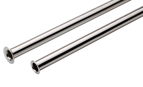 Chroom aansluitpijpje 10 mm lengte 1000 mm met flens