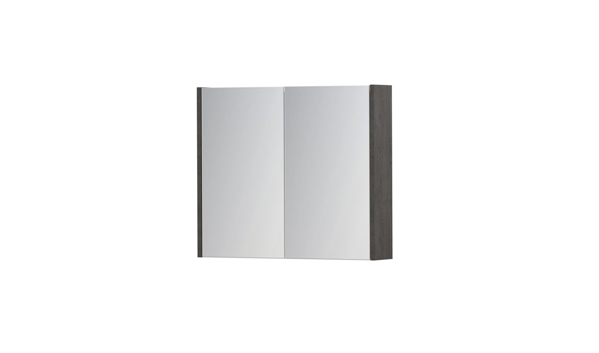 INK SPK1 spiegelkast m. 2 dubbelzijdige spiegeldeuren en stop/schak. 1110512 Oer grijs H600xB700xD140