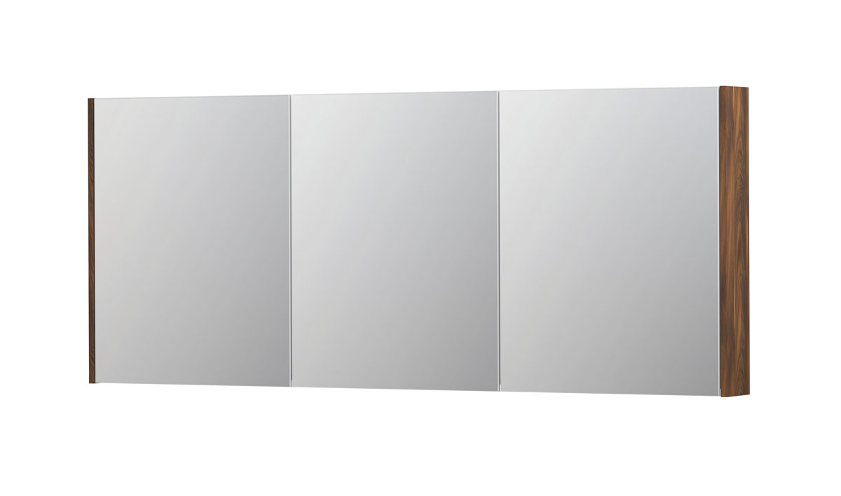 INK SPK2 spiegelkast m. 3 dubbelzijdige spiegeldeuren en stop/schak. 1105564 Noten H730xB1800xD140