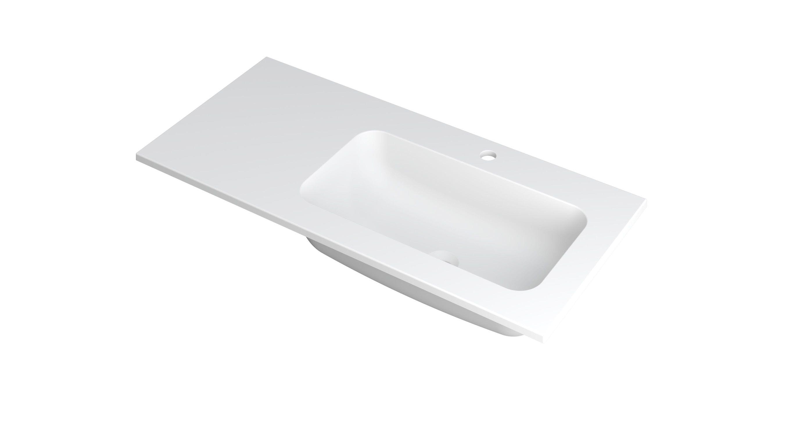 INK Faktor wast. polystone rechts met 1 krgt. 3407218 Mat wit H15xB1000xD450