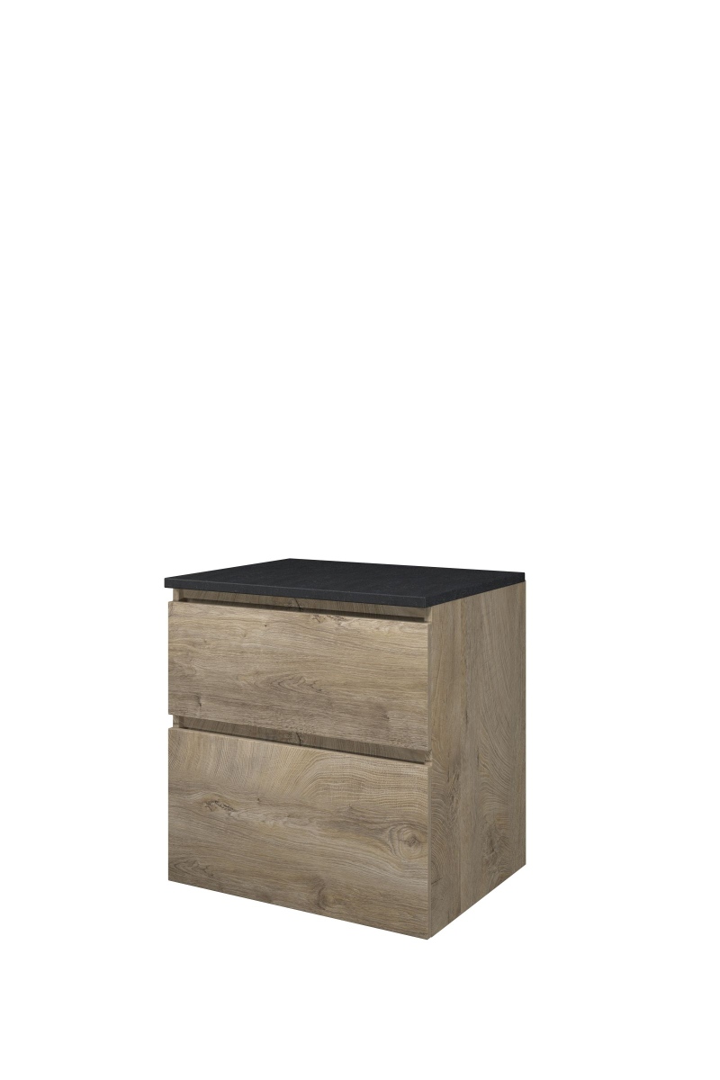 Proline Top afdekplaat hardsteen onderk. a-symm. H620xB600xD460 Raw oak/Blue stone / 1817861