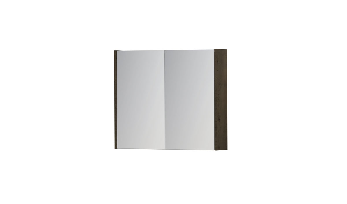 INK SPK1 spiegelkast m. 2 dubbelzijdige spiegeldeuren en stop/schak. 1110524 Charcoal fineer H600xB700xD140