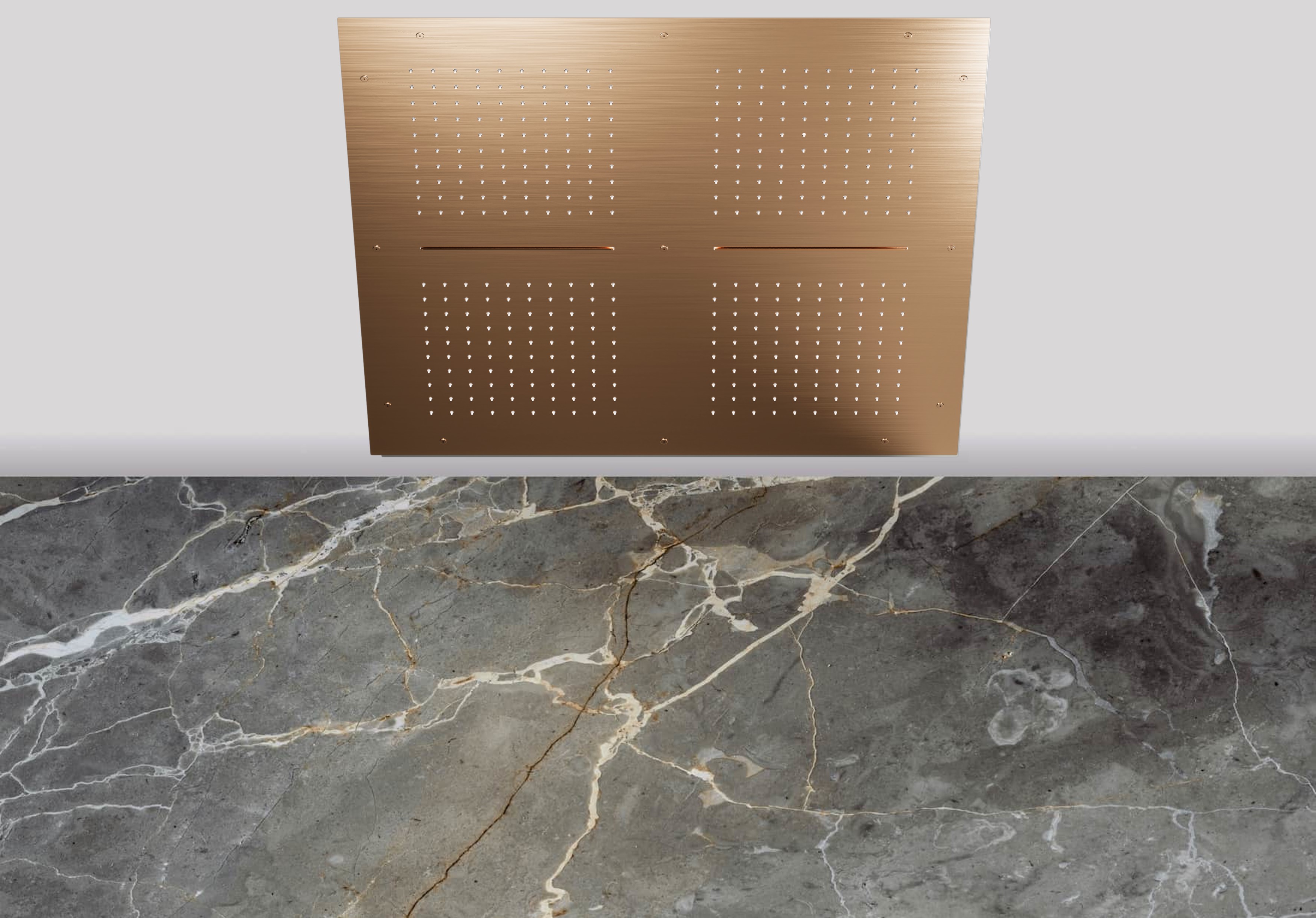 Lagoo Nesso Hoofddouche Showerlicious 800 x 800 m. 4 regen 2 cascades N8235BK Brushed Copper PVD