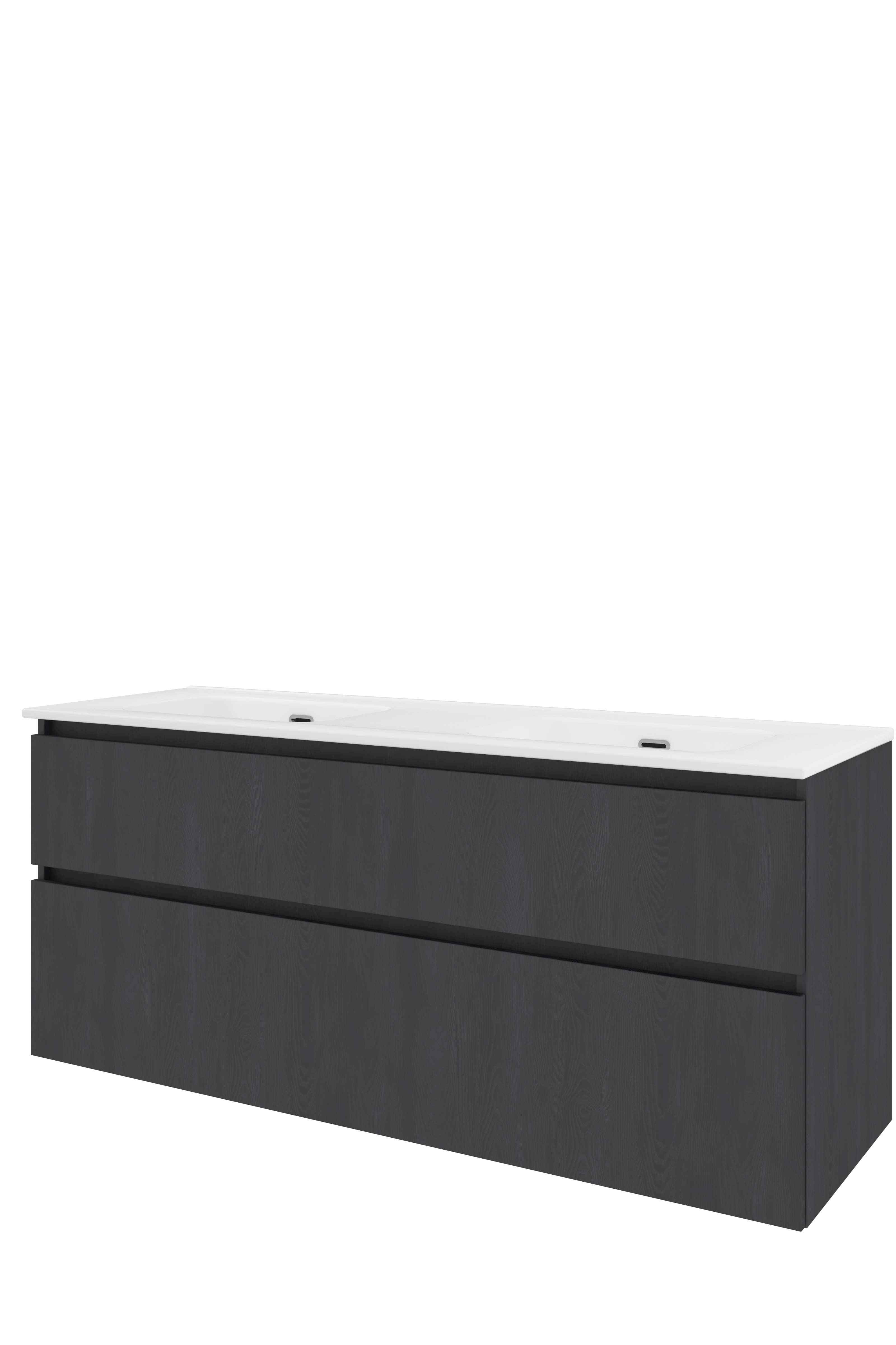 Proline Set porselein Elegant wast. dubbel z. kr.gaten en onderkast a-sym. 1817437 Black oak/Glans wit 1400x460x620