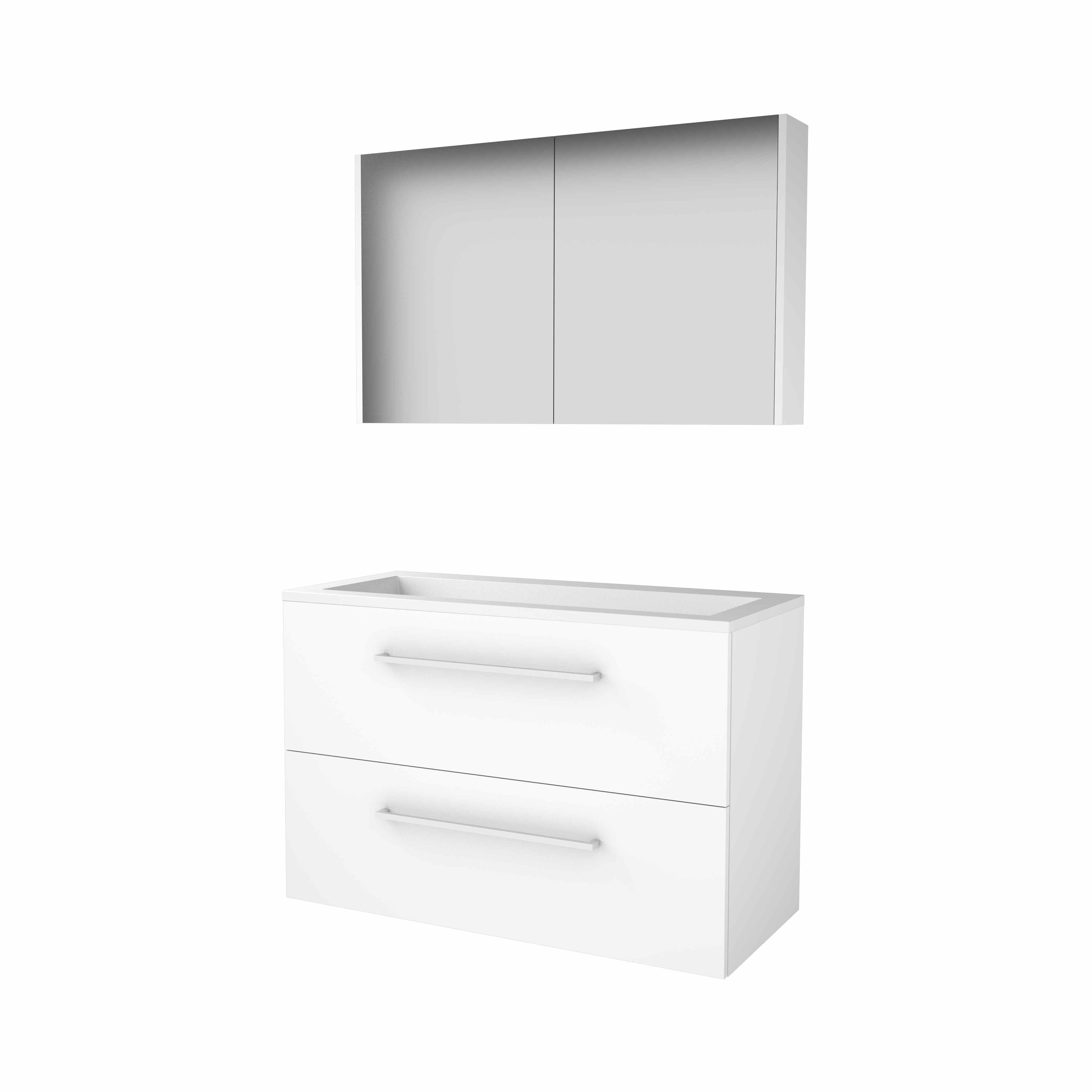 Basic Comfort 46 set 100x46cm met gr. 2 la Acryl wast. 0 krgt. incl. kast C46GR100A0IW Ice White