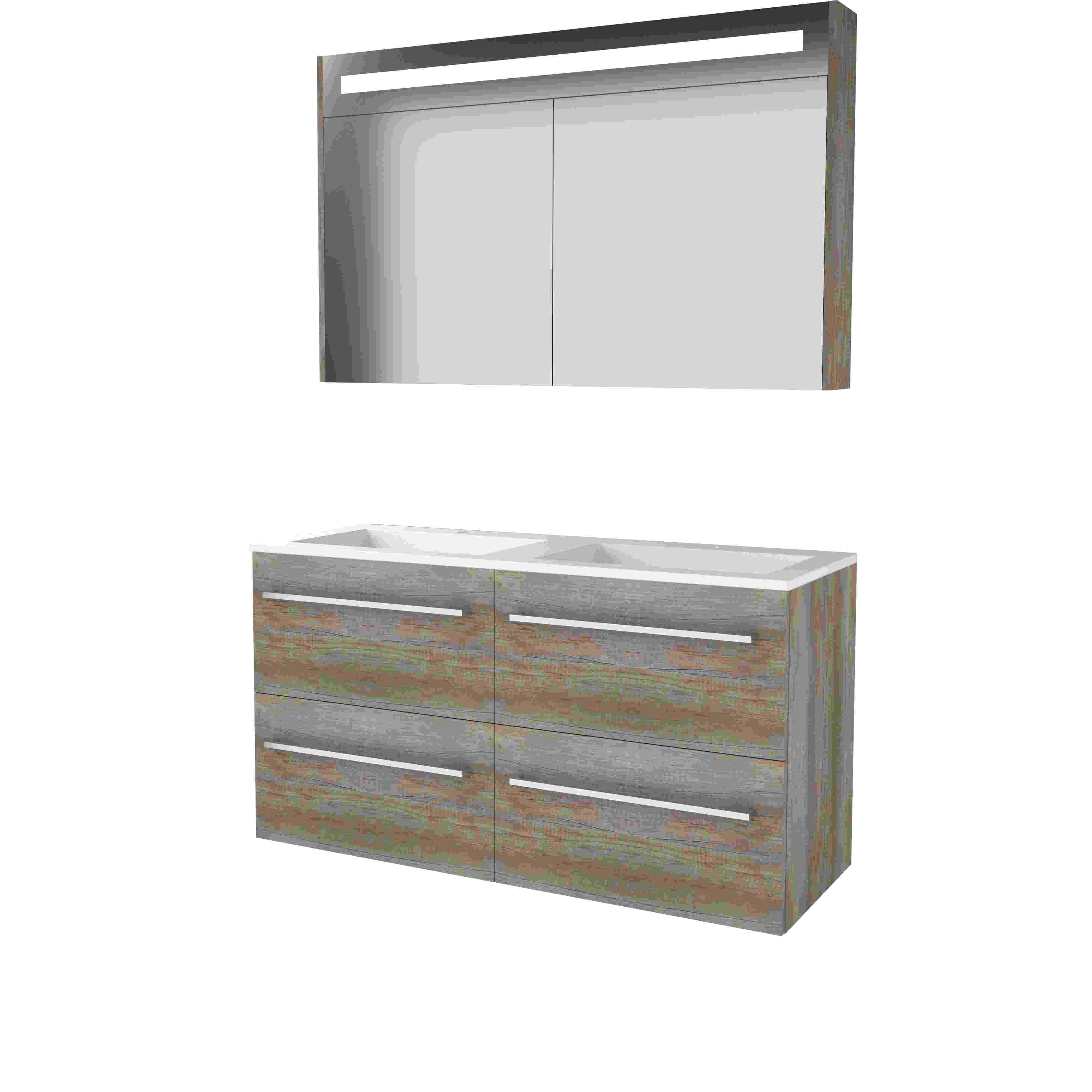 Basic Premium 46 set 120x46cm met gr. 4 la Acryl wast. 2 krgt incl. kast m. verl. P46GR120A2SO Scotch Oak