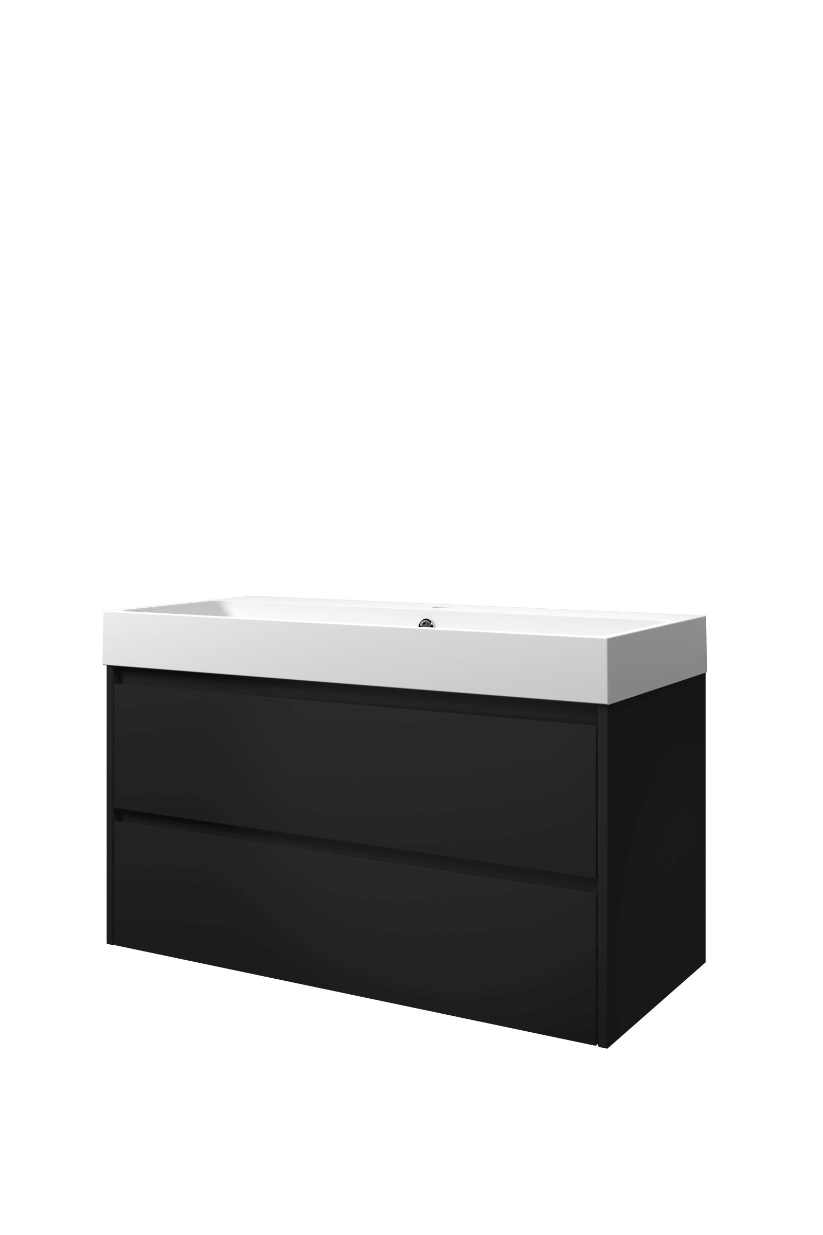 Proline set polystone Loft wast. met 1 krgt. en onderk. sym. 1816926 Mat zwart/Mat wit H620xB1000xD460