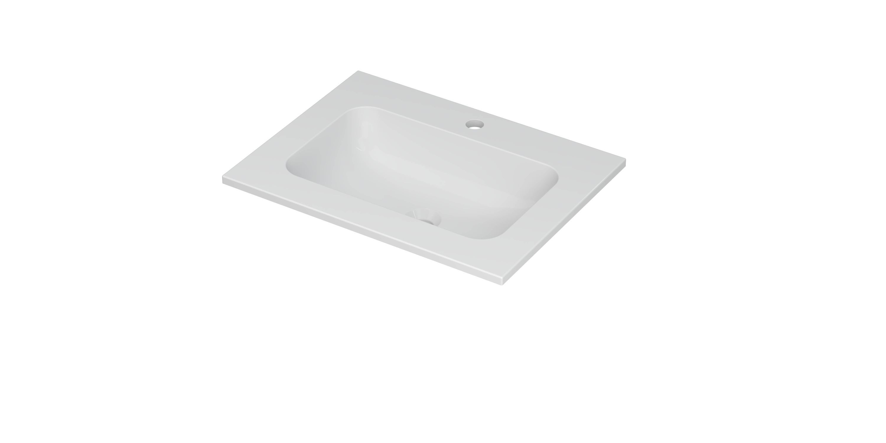 INK Aspekt wastafel pors. m. kom 45 centraal m. 1 krgt. 207201 m. wit H25xB15xD600