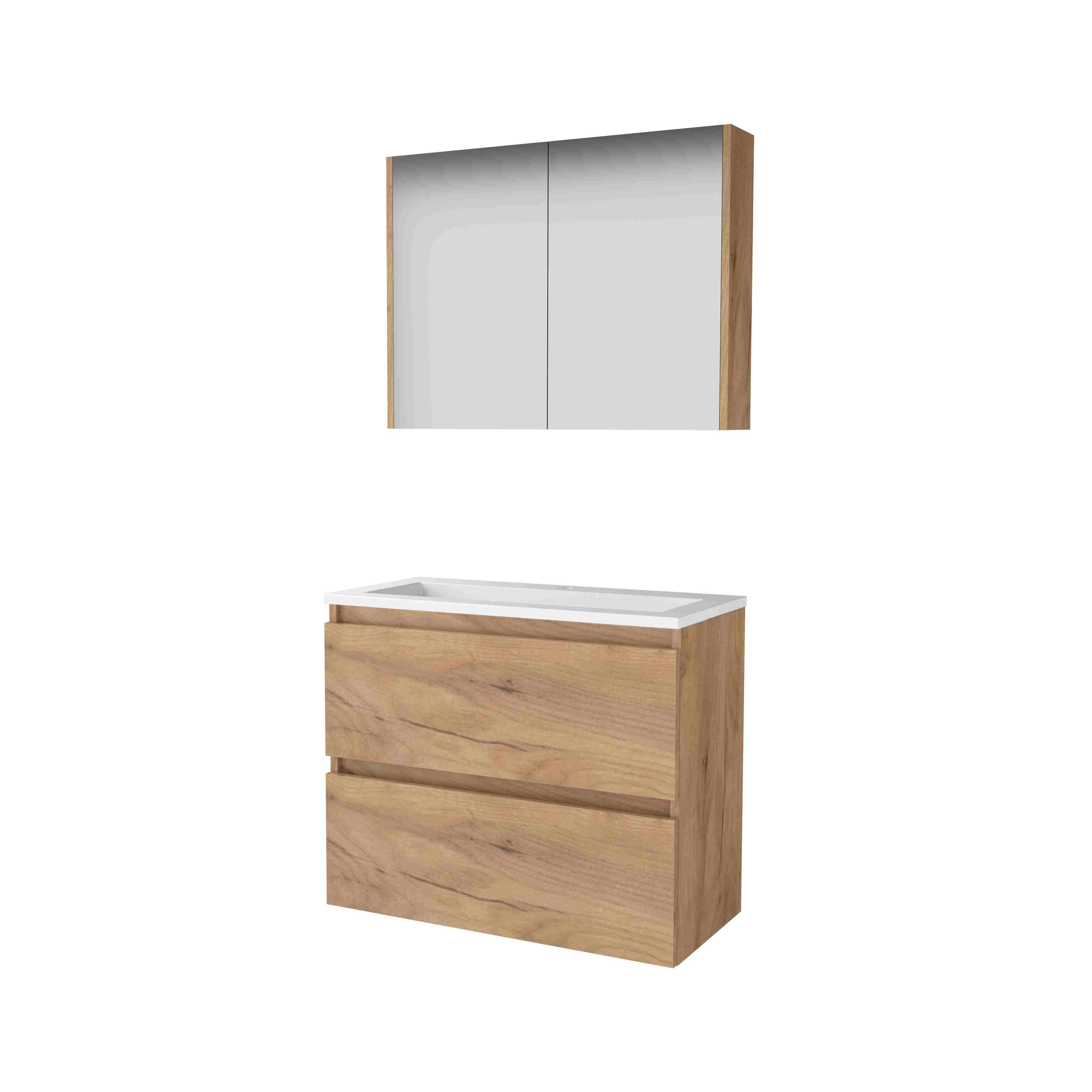 Basic Comfort 39 set 80x39cm greepl. 2 la Acryl wast. 1 krgt. incl. kast C39GL80A1WO Whisky Oak