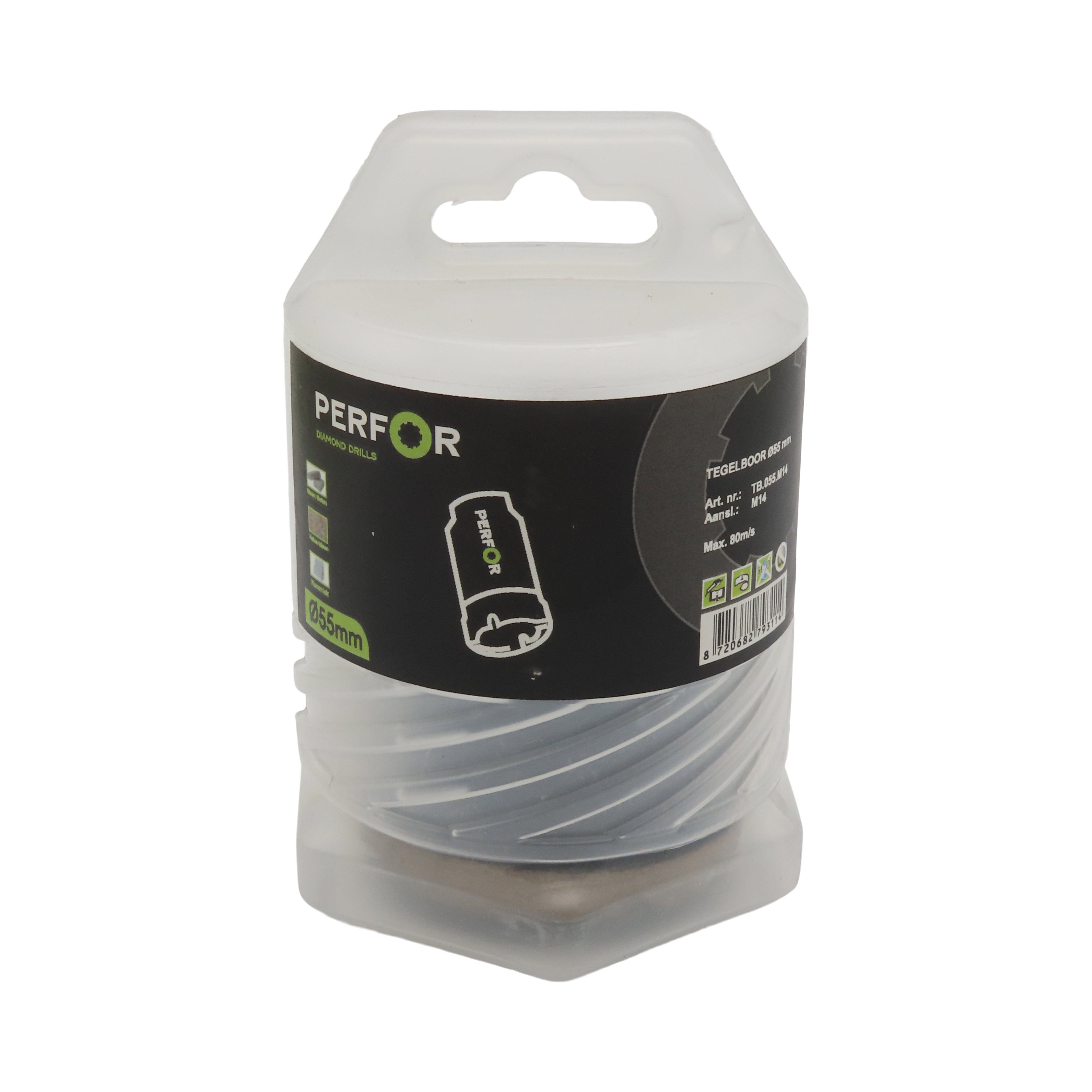 Tegelboor 55mm M14 aansluiting TB.055.M14