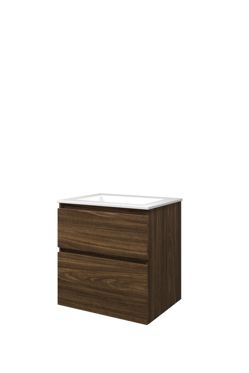Proline set polystone Elegant wast. z. krgt. en onderk. a-sym. 1816303 Cabana oak/Glans wit H620xB600xD460