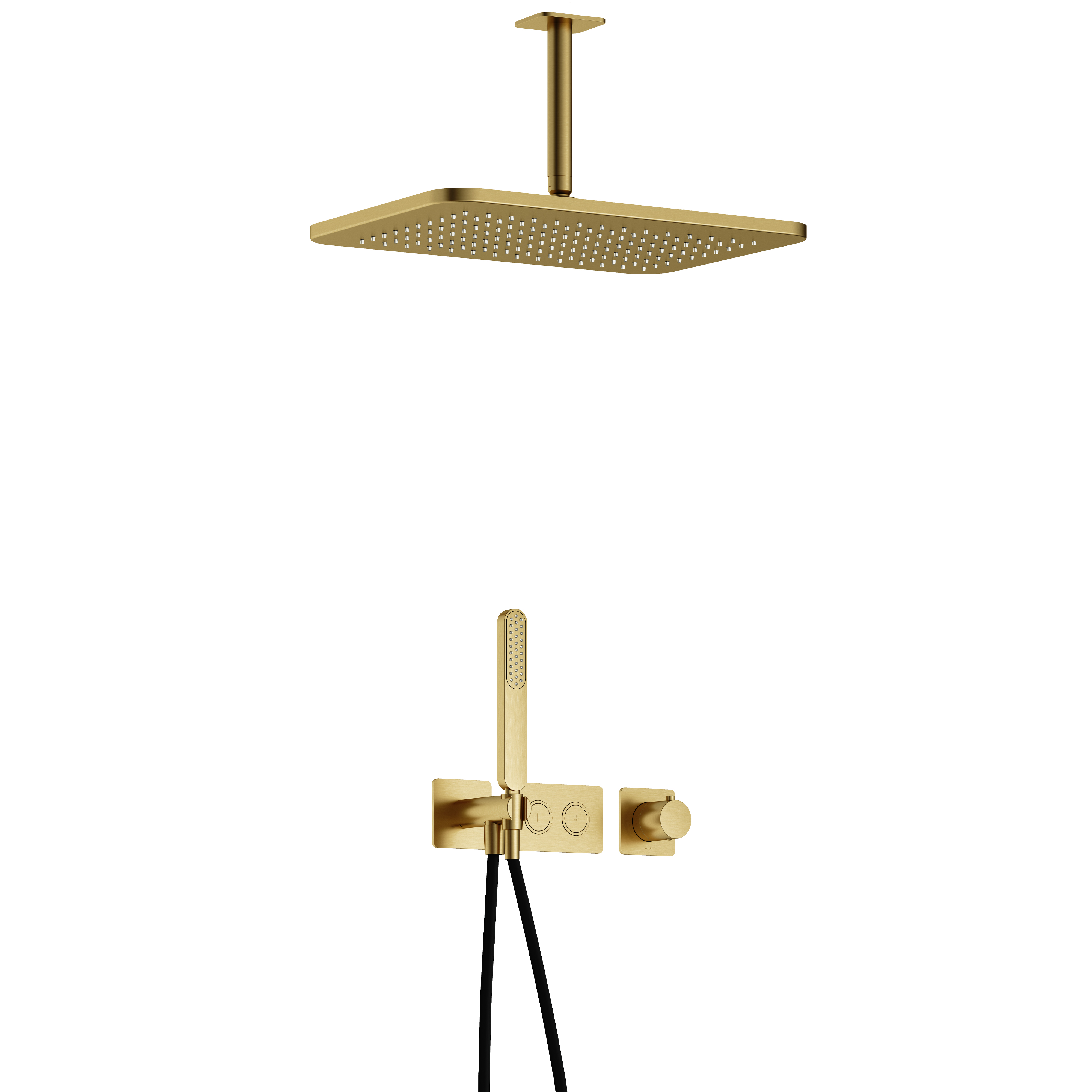 Hotbath Gal inbouwset m. 2 pushbuttons m. plaf. buis en GL106 IBS41BBP25 Geborsteld Messing PVD