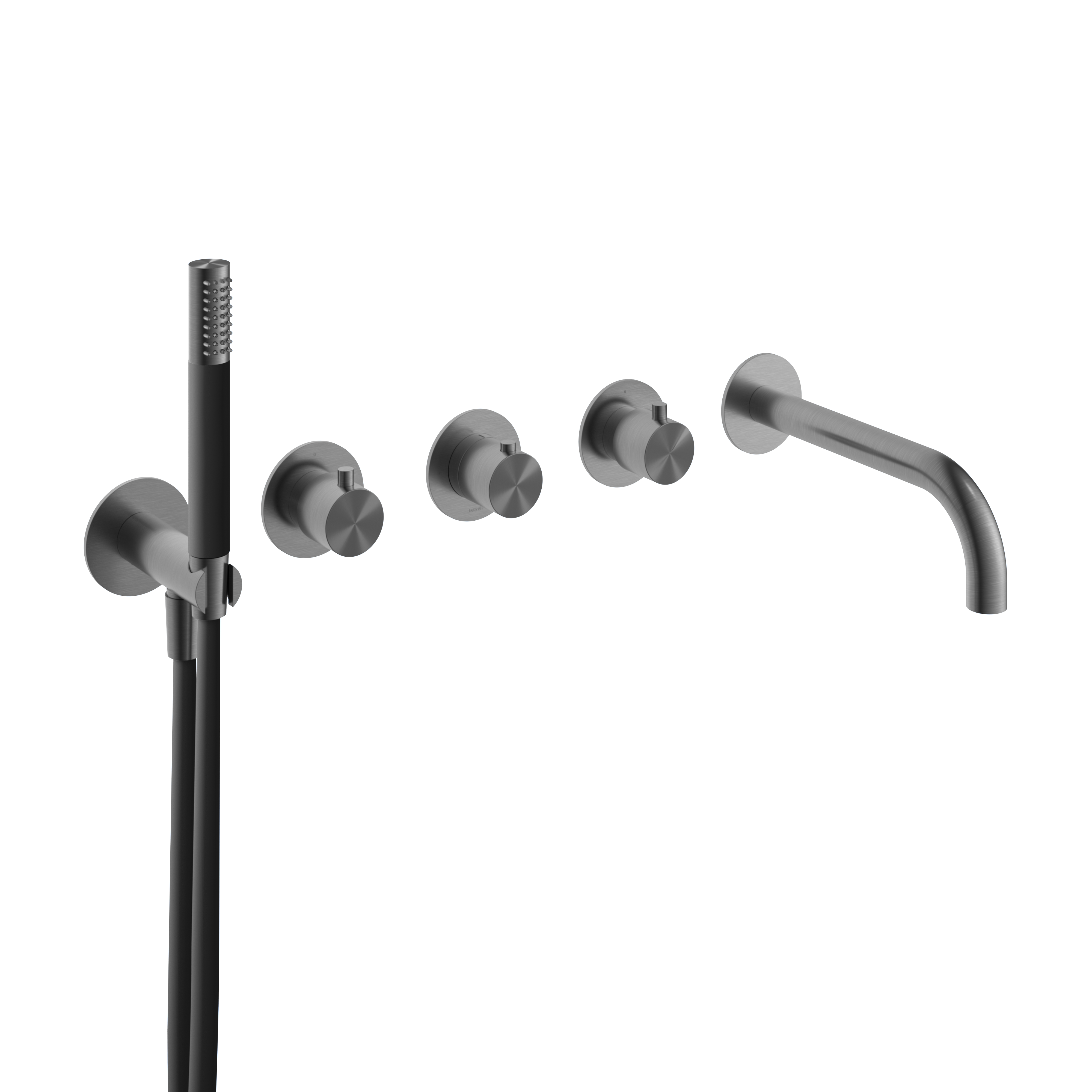 Hotbath Archie afbouwdeel douche thermostaat met 2 stopkr. met uitloop AR7072EXTBGP Geborsteld Gunmetal PVD