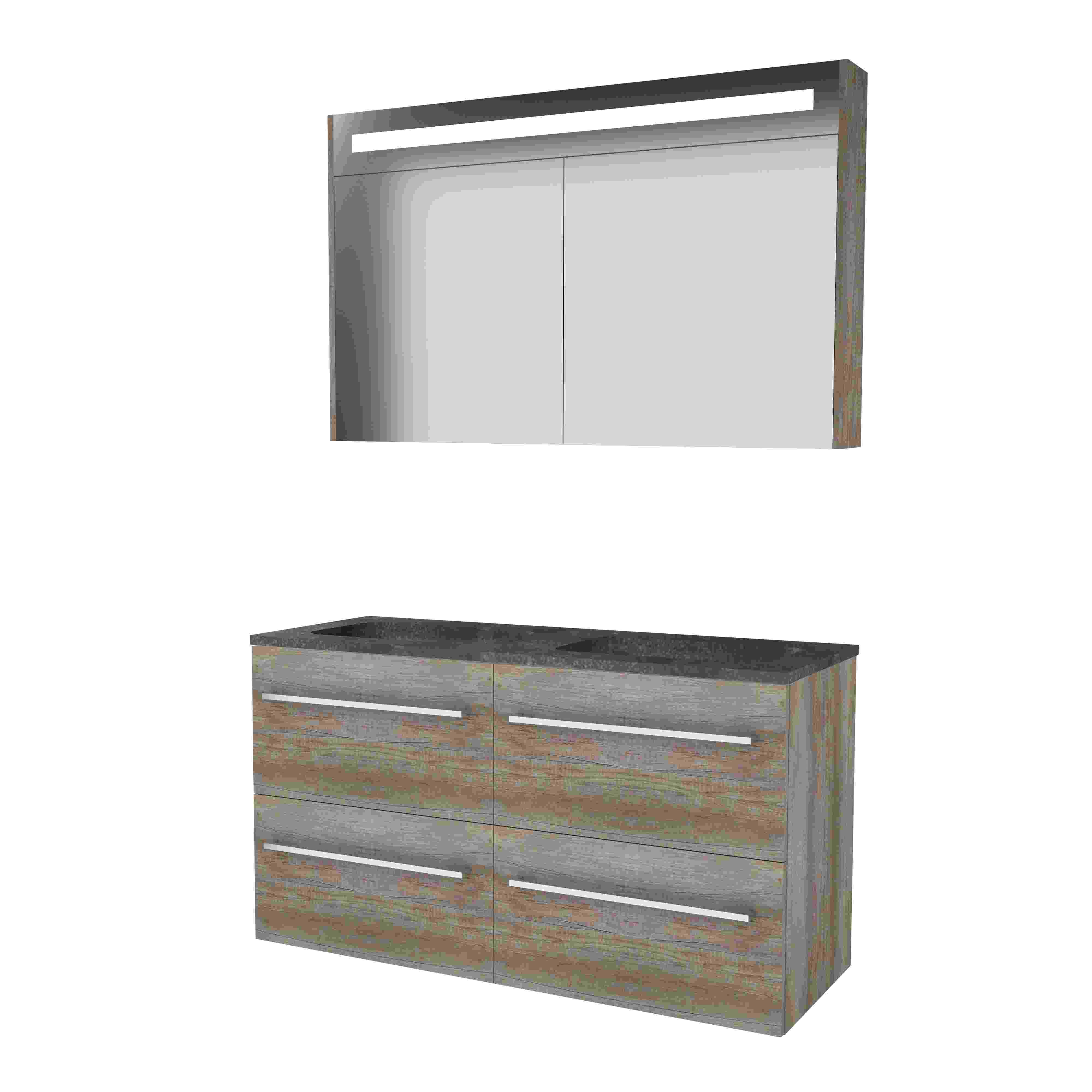 Basic Prem. 46 onderk. m. gr. incl. 4 la + hardst. wast. z. krgt. incl. sp.kast m. geint. Led B1200xD460 Scotch Oak / 1813416