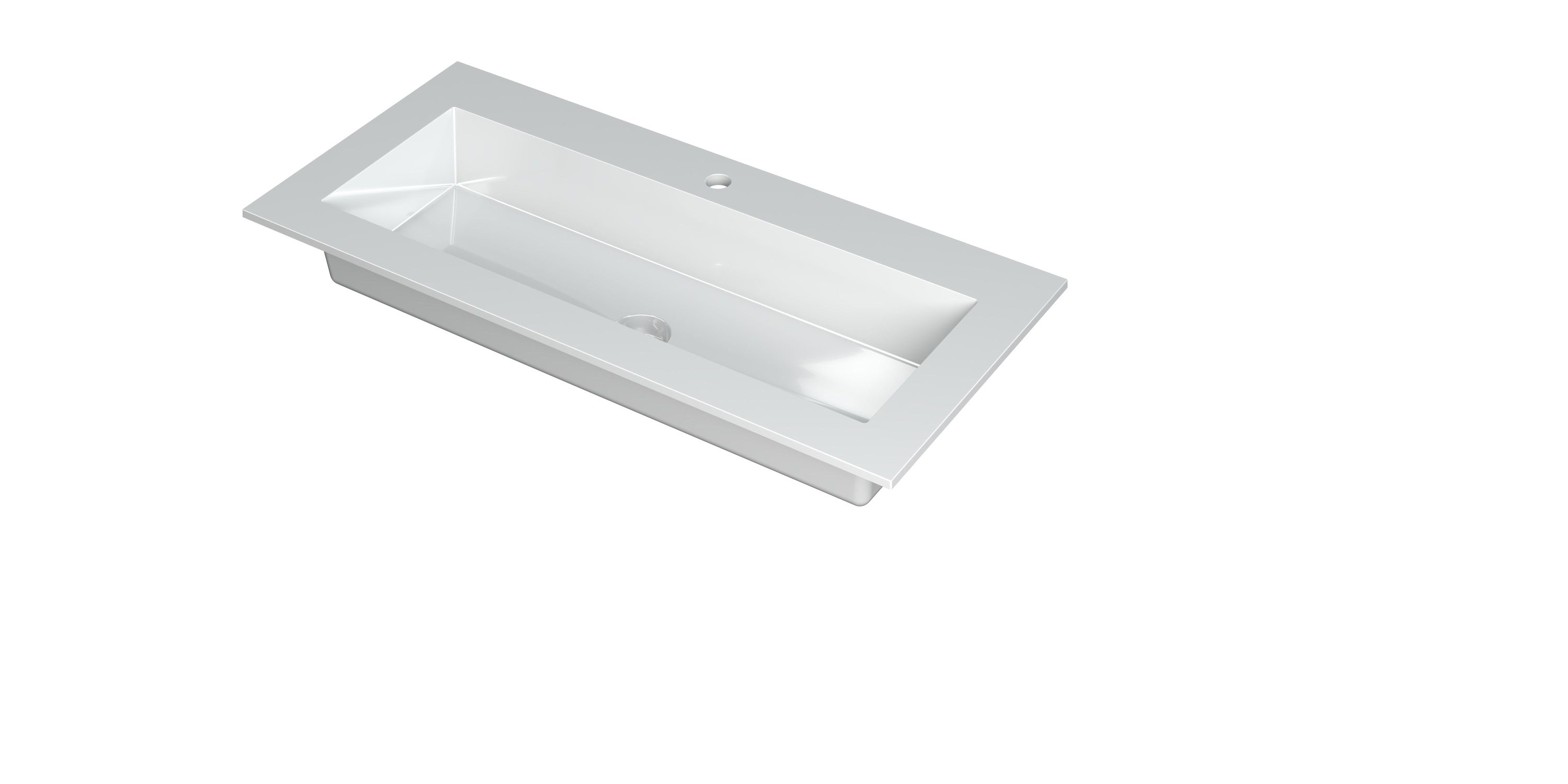 INK Kraft wastafel enkele bak 1 krgt 3417230 Glans wit H10xB1000xD450