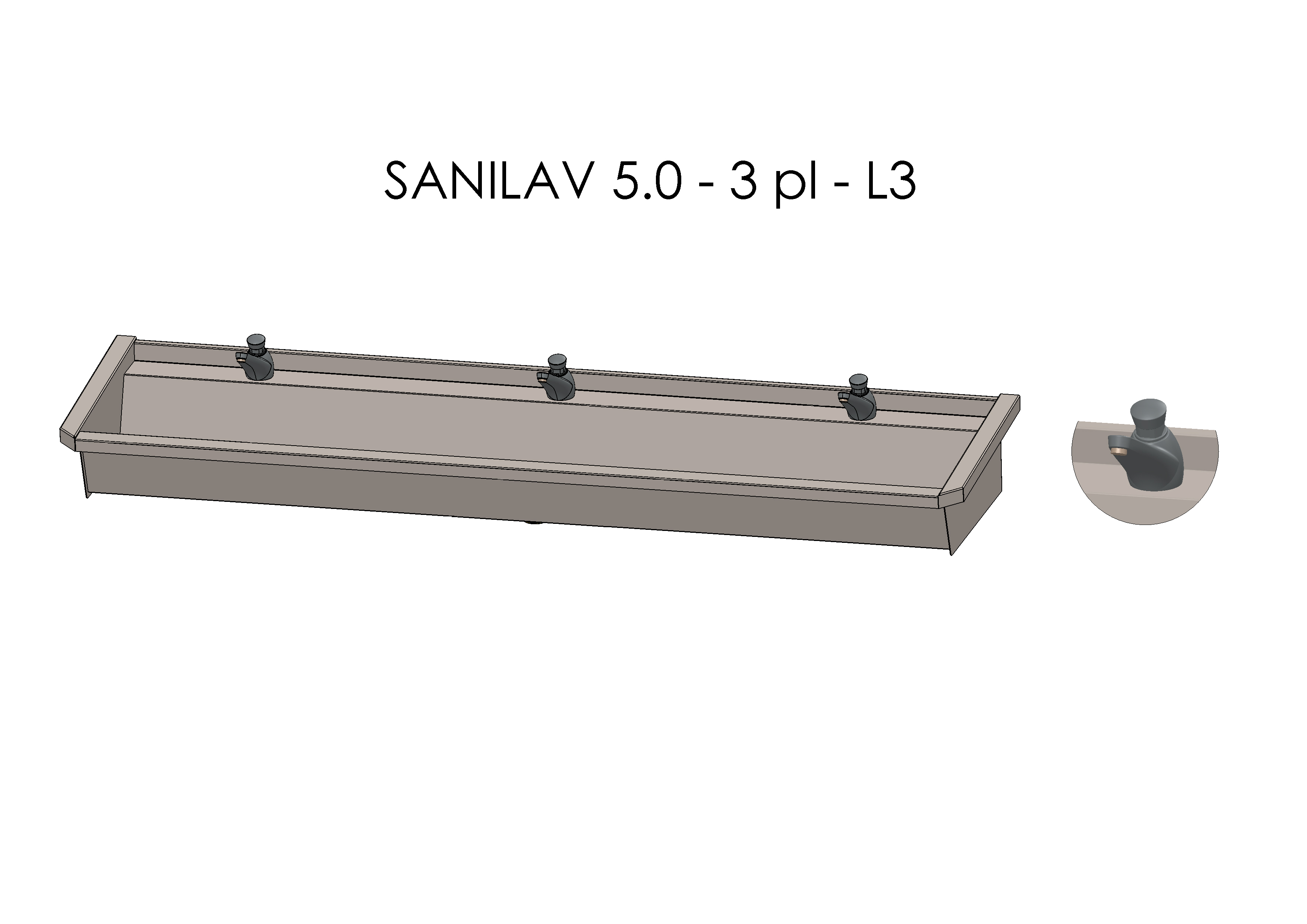 Intersan Sanilav muurwastrog rvs 3p 180 zelfs.krn SANILAV 5.0-3-L3