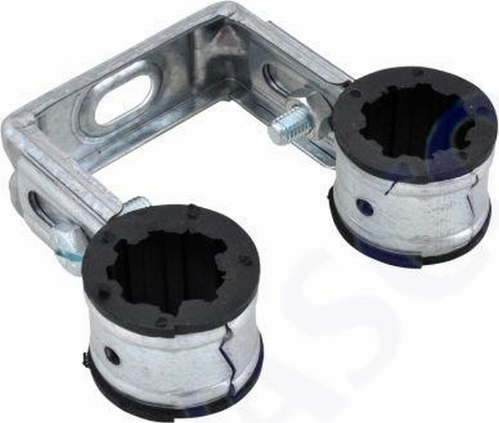 Duplo dubbele pijpbeugel verzinkt met inlaagrubber 22mm