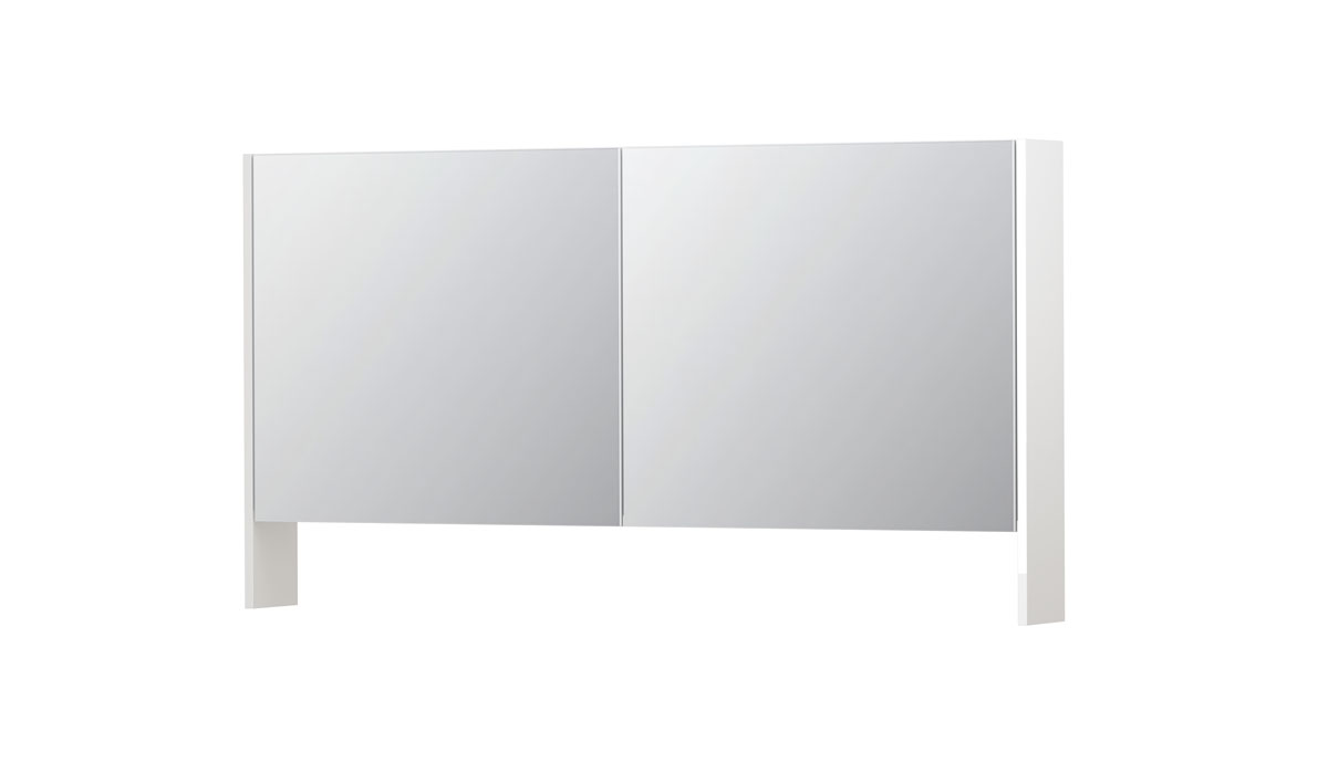 INK SPK3 spiegelkast m. dubbel gesp. 2 deuren icm open planchet en stop/schak. 1110306 Hoogglans wit H740xB1400xD140