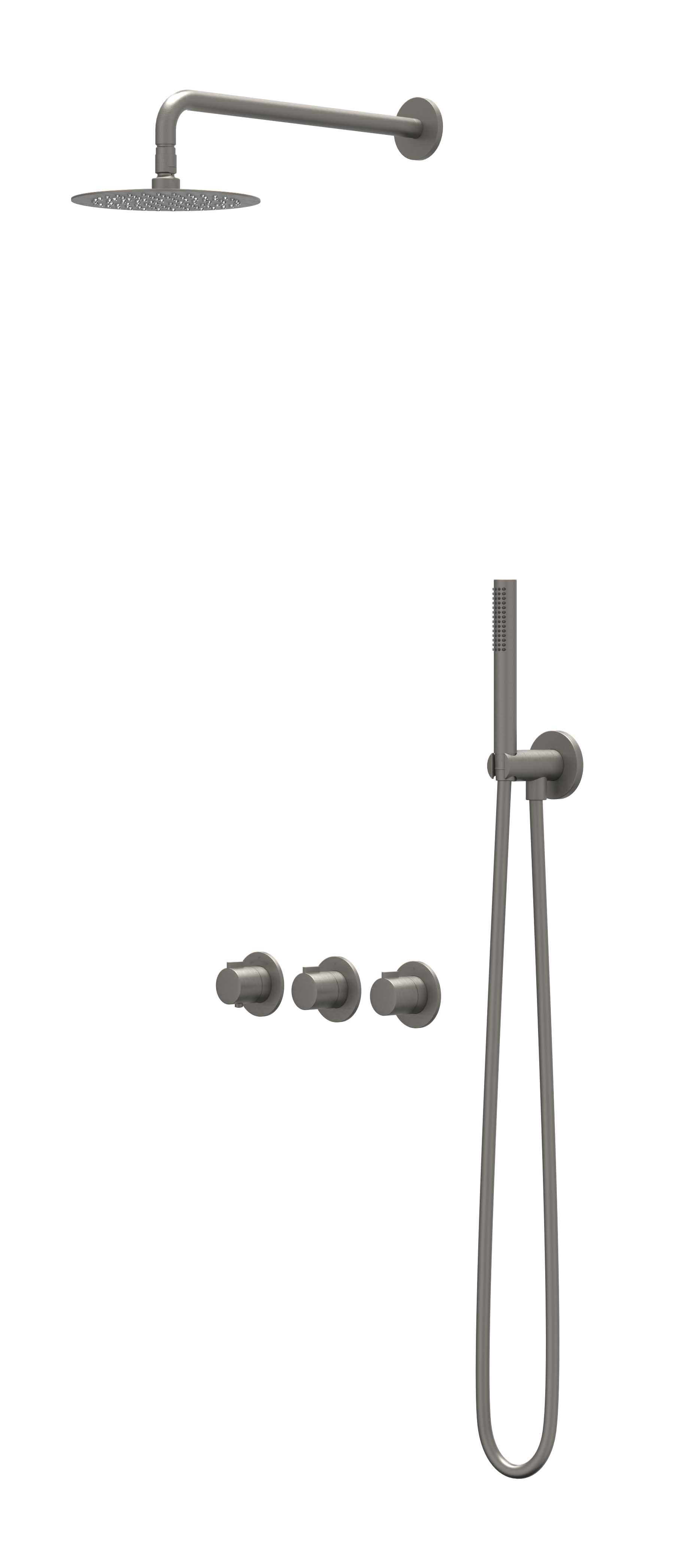 IVY Pact Inbouwset 2 stopkr.  plaf-15 30cm sl houder  en 3-st handd CSP4GMBCBA gebr. metal black PVD