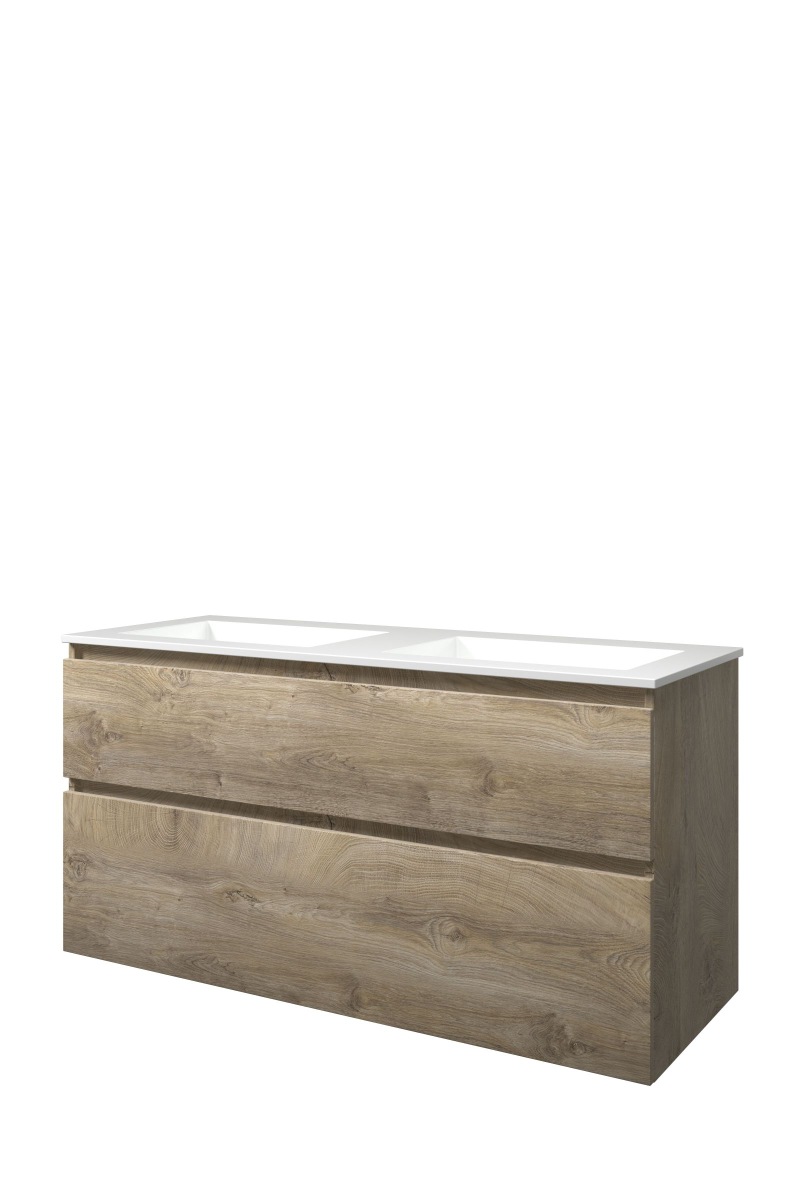 Proline set polystone Elegant wast. z. krgt. en onderk. a-sym. 1816461 Raw oak/Glans wit H620xB1200xD460