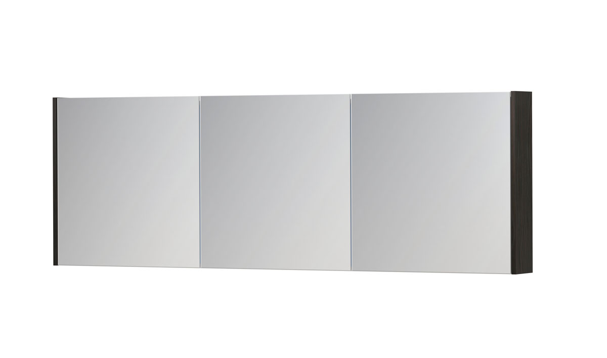 INK SPK1 spiegelkast m. 3 dubbelzijdige spiegeldeuren en stop/schak. 1110869 Intens eiken H600xB1800xD140