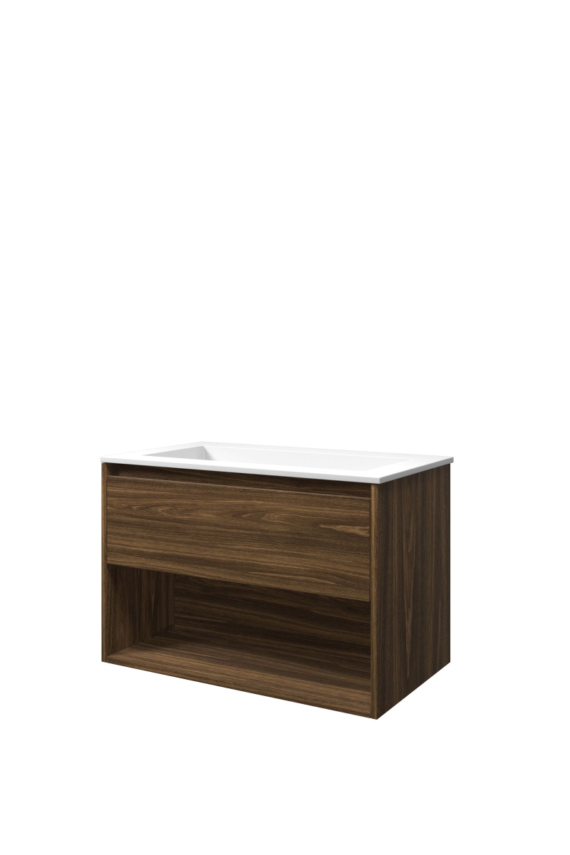 Proline set polystone Elegant wast. z. krgt. en onderk. met schap 1815963 Cabana oak/Mat wit H540xB800xD460