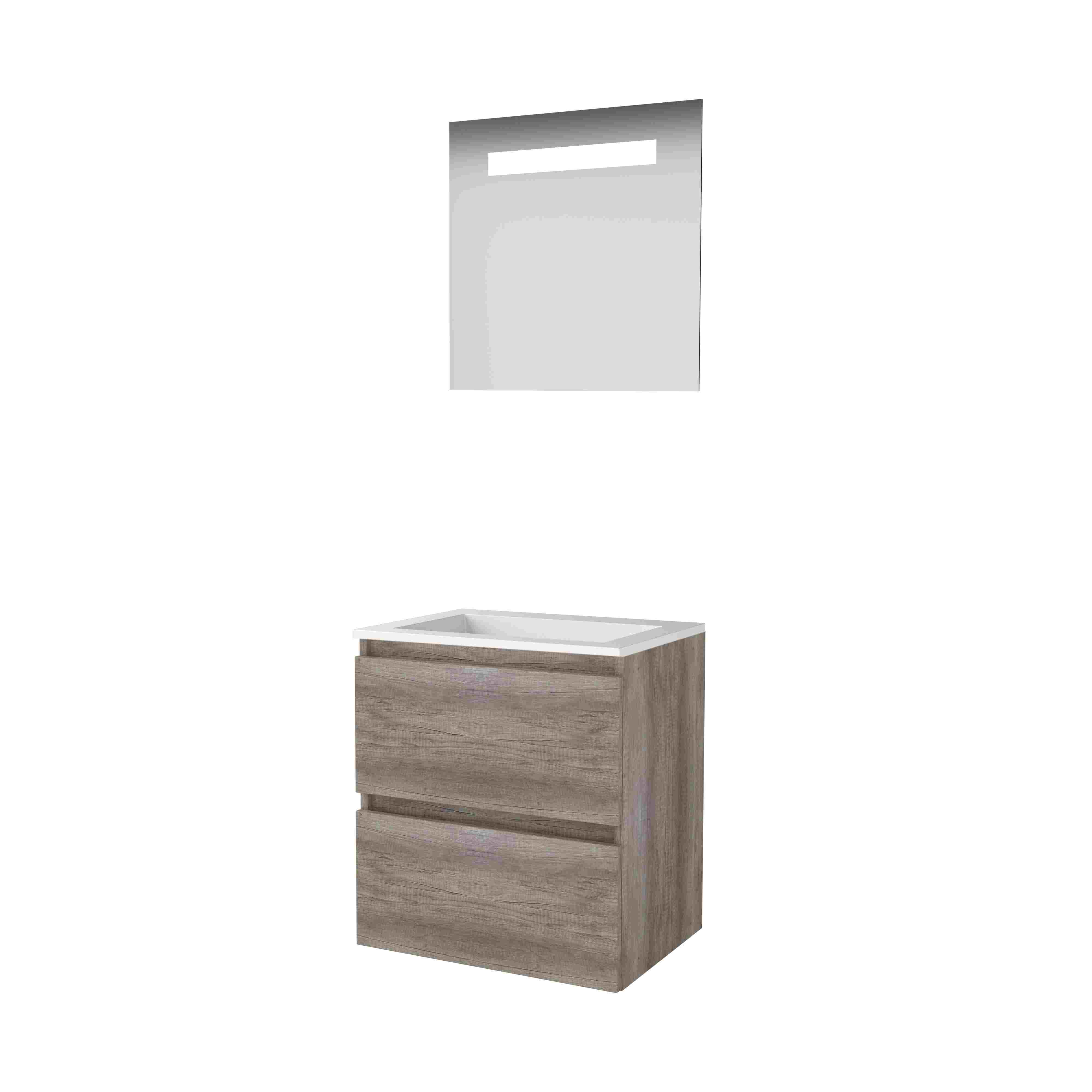 Basic Economic 46 set 60x46cm greepl. 2 la Acryl wast. 0 krgt. incl. spiegel m. verl. E46GL60A0SO Scotch Oak