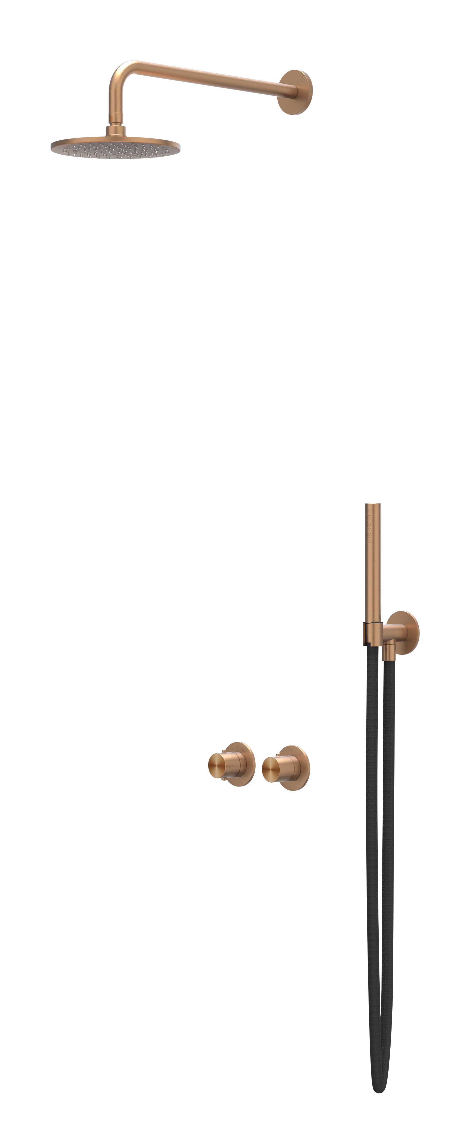 IVY Concord Inbouwset 2-weg  40cm w-arm 25cm me glijst.  en staafhdd CSC3IGKABAB RVS316 gebr. mat koper PVD