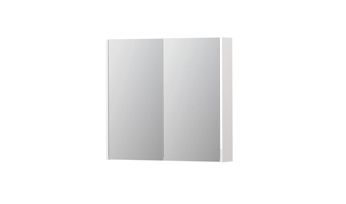 INK spiegelkast met 2 dubbelz. spiegeldeuren en stopc./schak. 1105206 Hglans wit H730xB800xD140