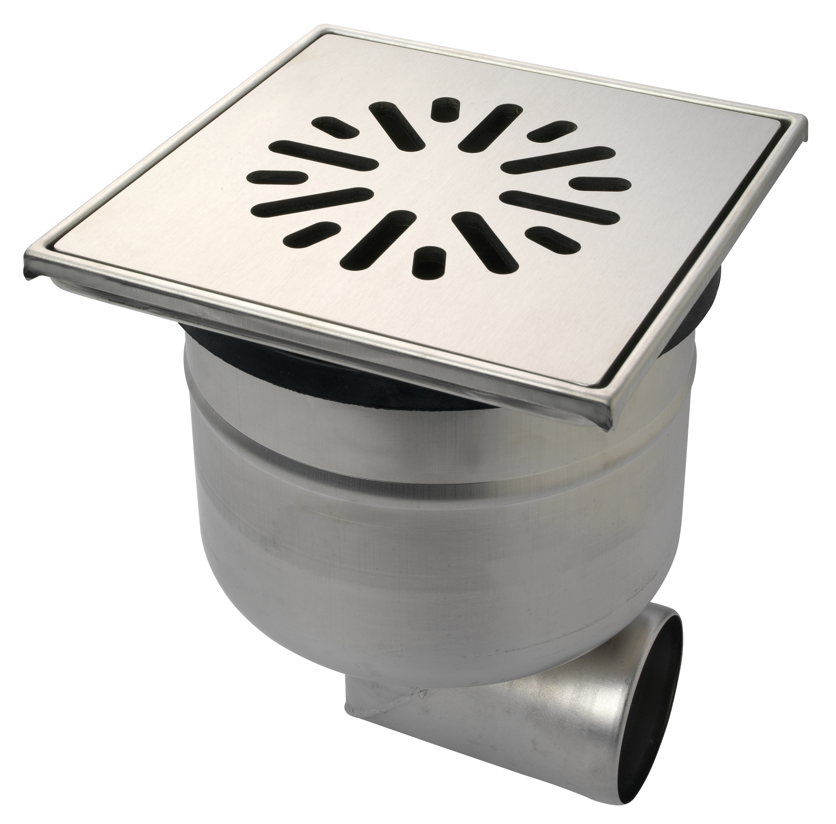 Aquaberg RVS put m/RVS rooster hoogte verstelbaar zij-uitlaat 4620 20x20cm